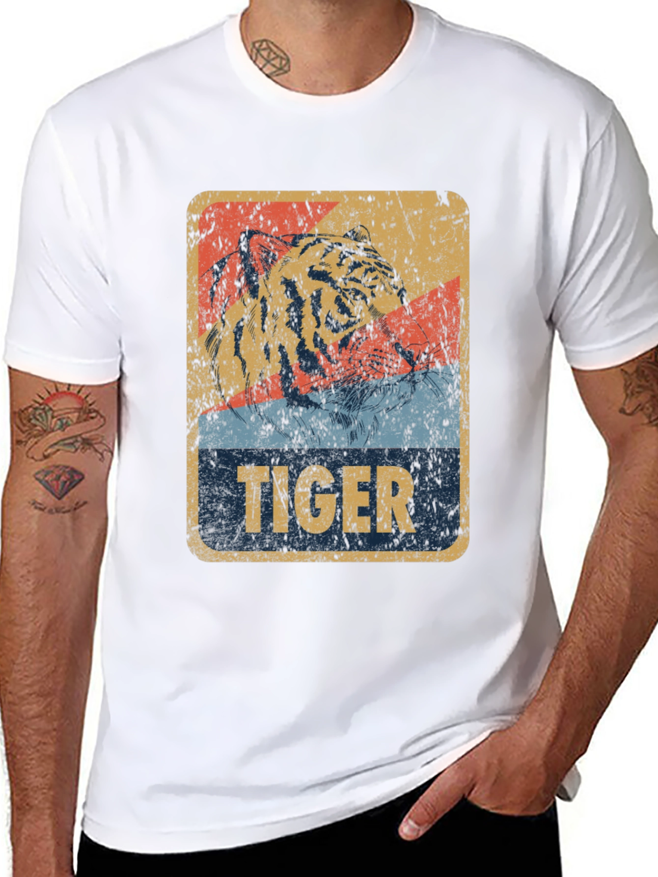 Black Vintage Tiger Graphic T-Shirt view 8