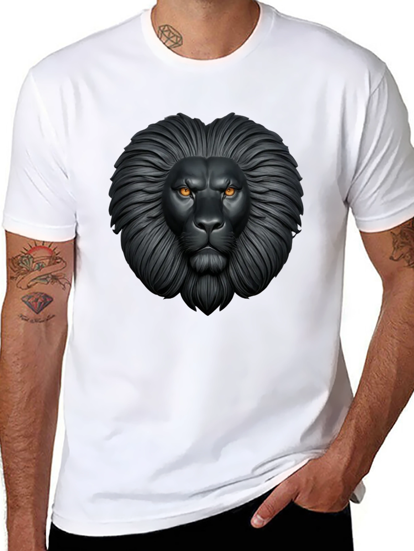 Black Lion Graphic Black T-Shirt - Fierce Style view 8