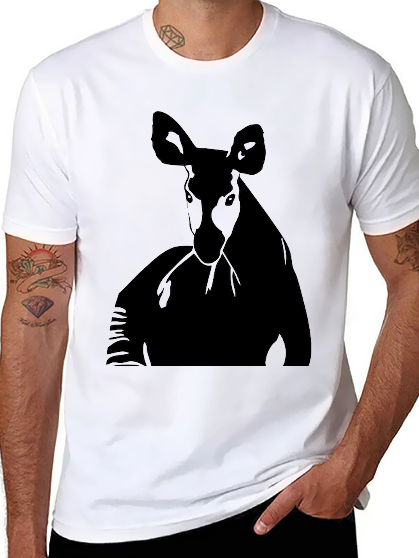 Black Okapi Graphic Tee - Men's Black T-Shirt view 8
