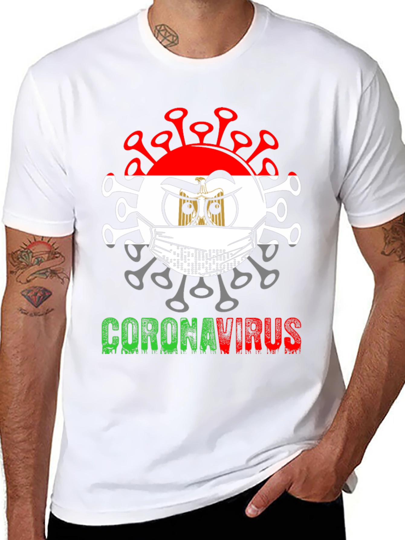 Black Egypt Corona Virus Graphic T-Shirt view 8
