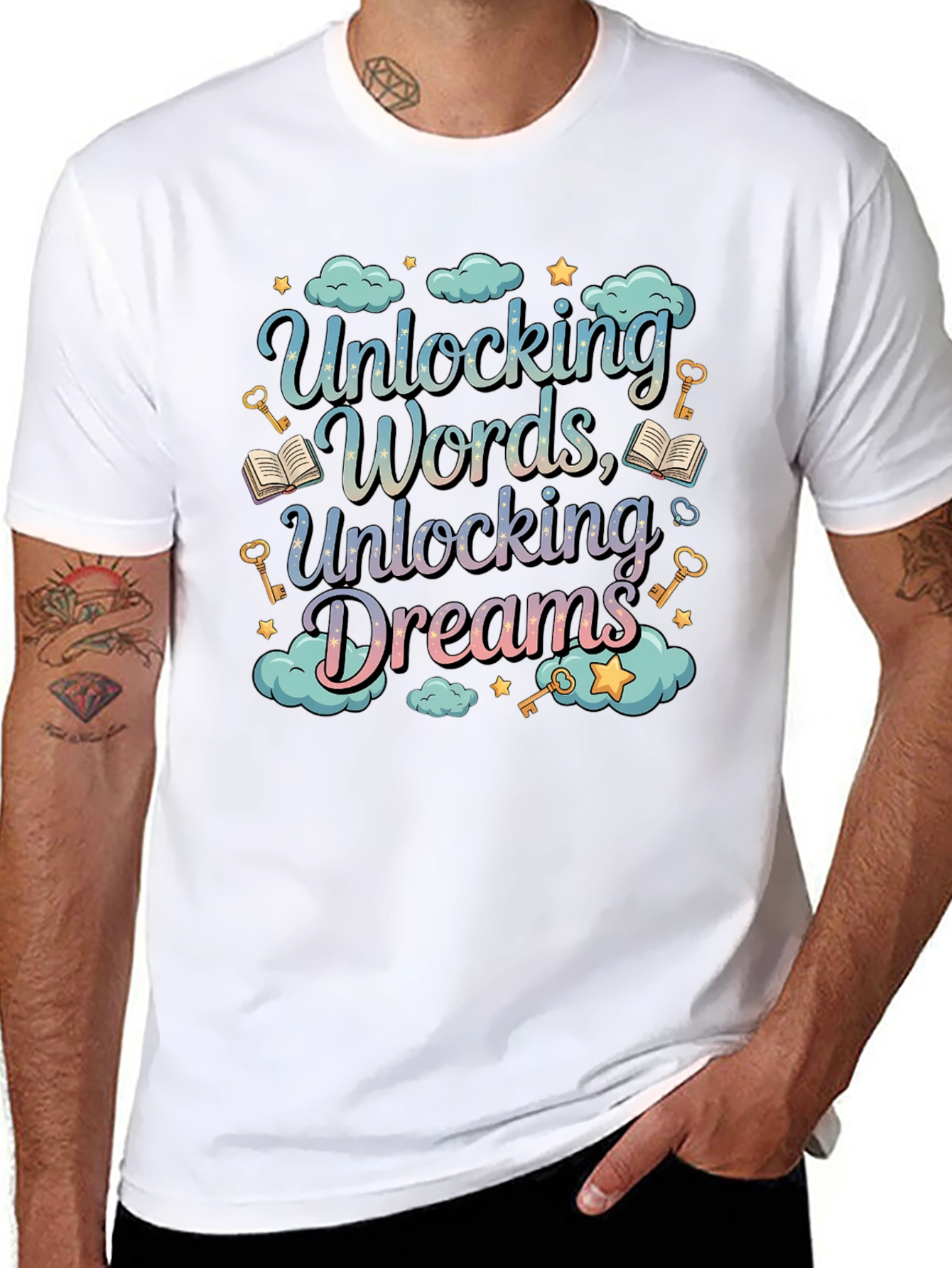 Black Unlocking Words Dreams Graphic Tee - Unisex view 8