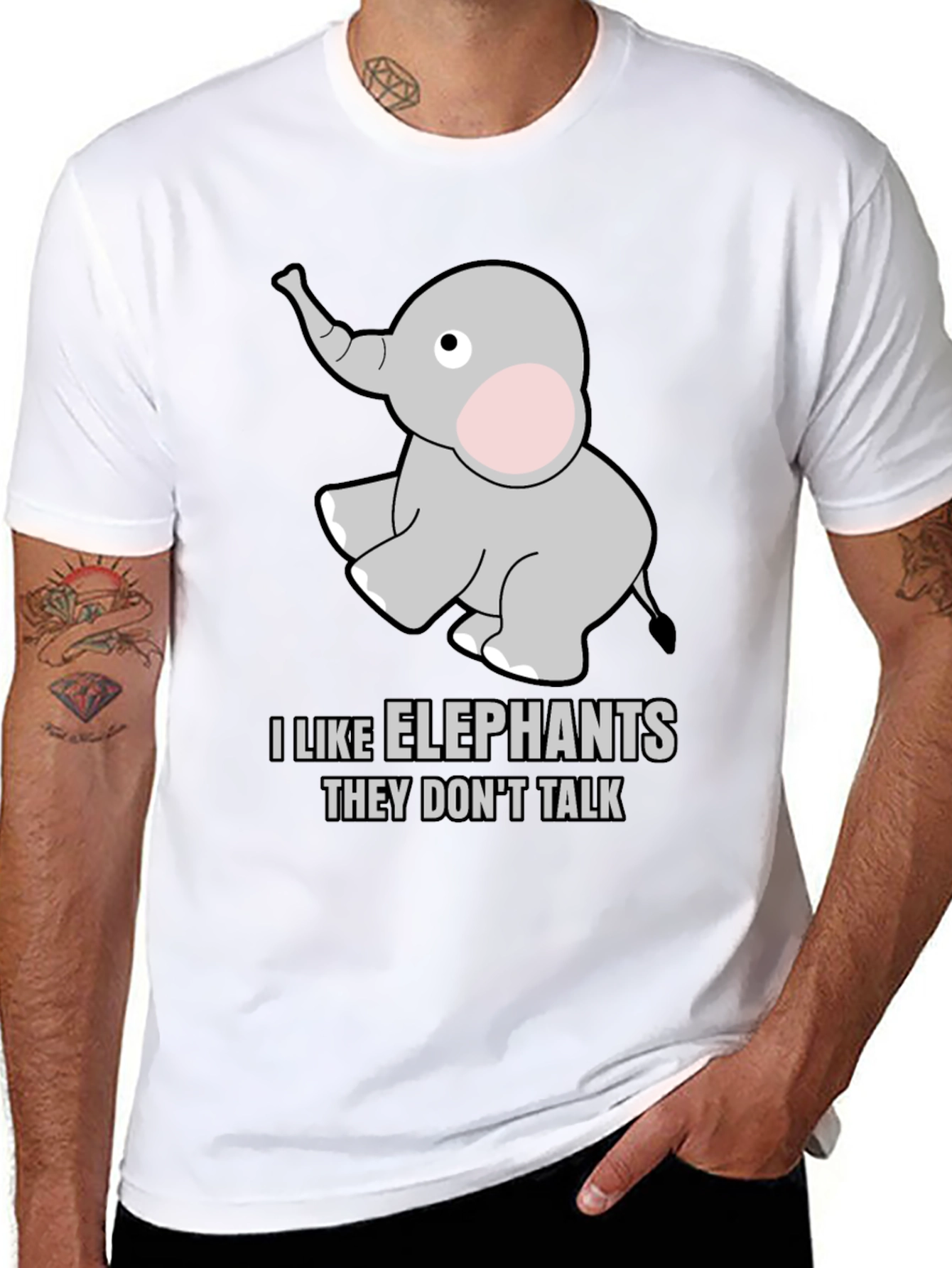 Black I Like Elephants T-Shirt view 8