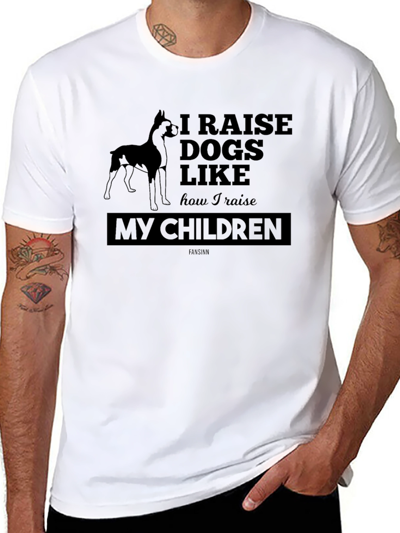 Black I Raise Dogs Like My Children Graphic Tee view 8