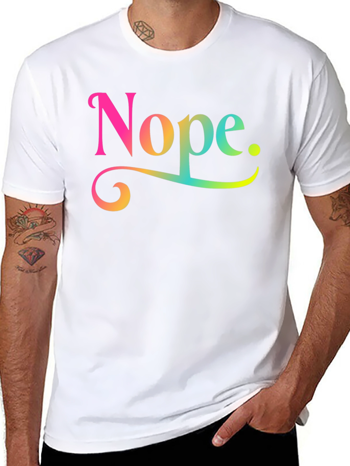 Black Nope Rainbow Text Graphic Novelty Tee view 8