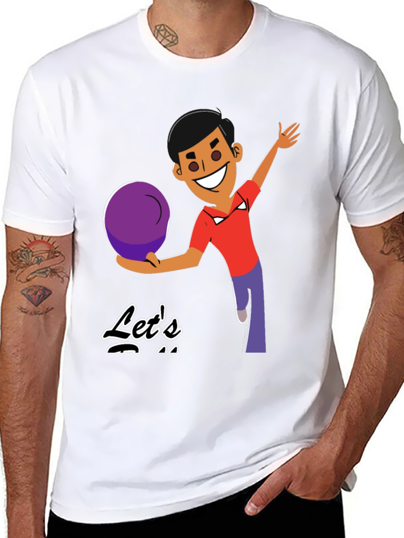 Black Bowling Cartoon Graphic Tee - Let's Bowl! view 8
