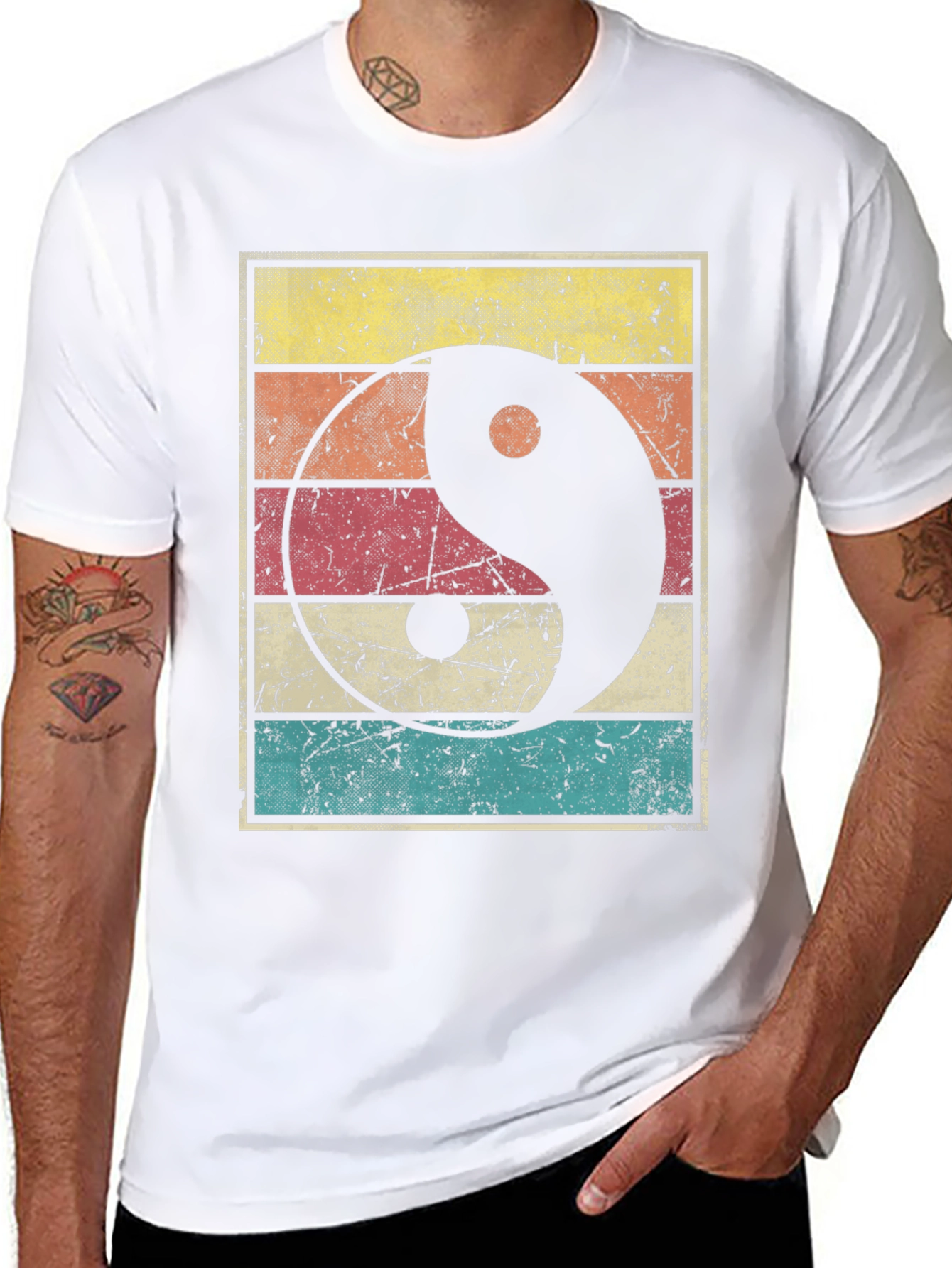 Black Yin Yang Graphic Tee Retro Style view 8