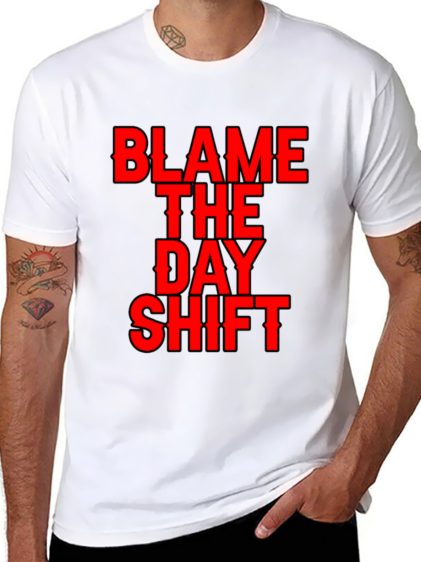 Black Blame the Day Shift T-Shirt - Black Tee view 8