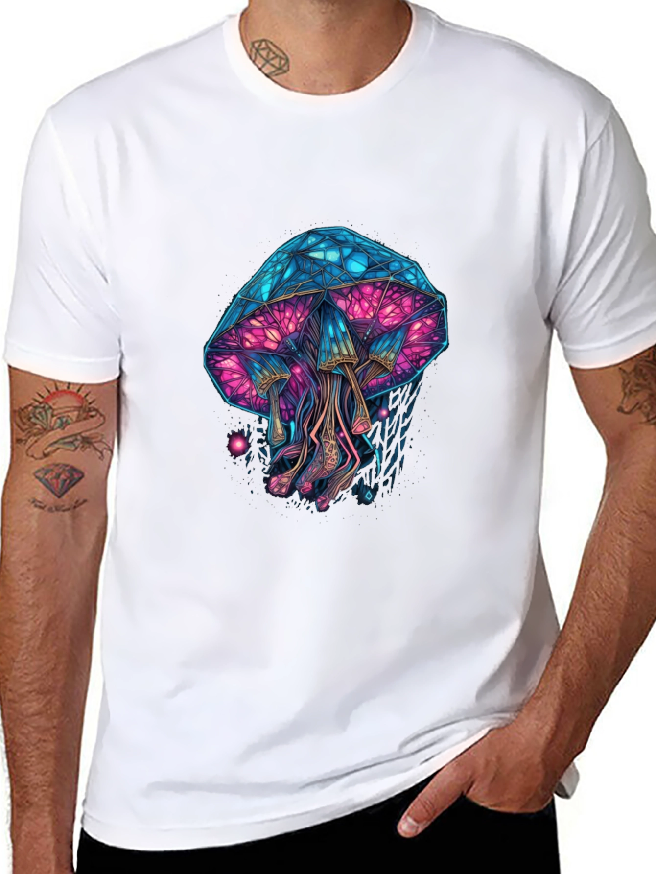 Black Psychedelic Mushroom Graphic Tee view 8