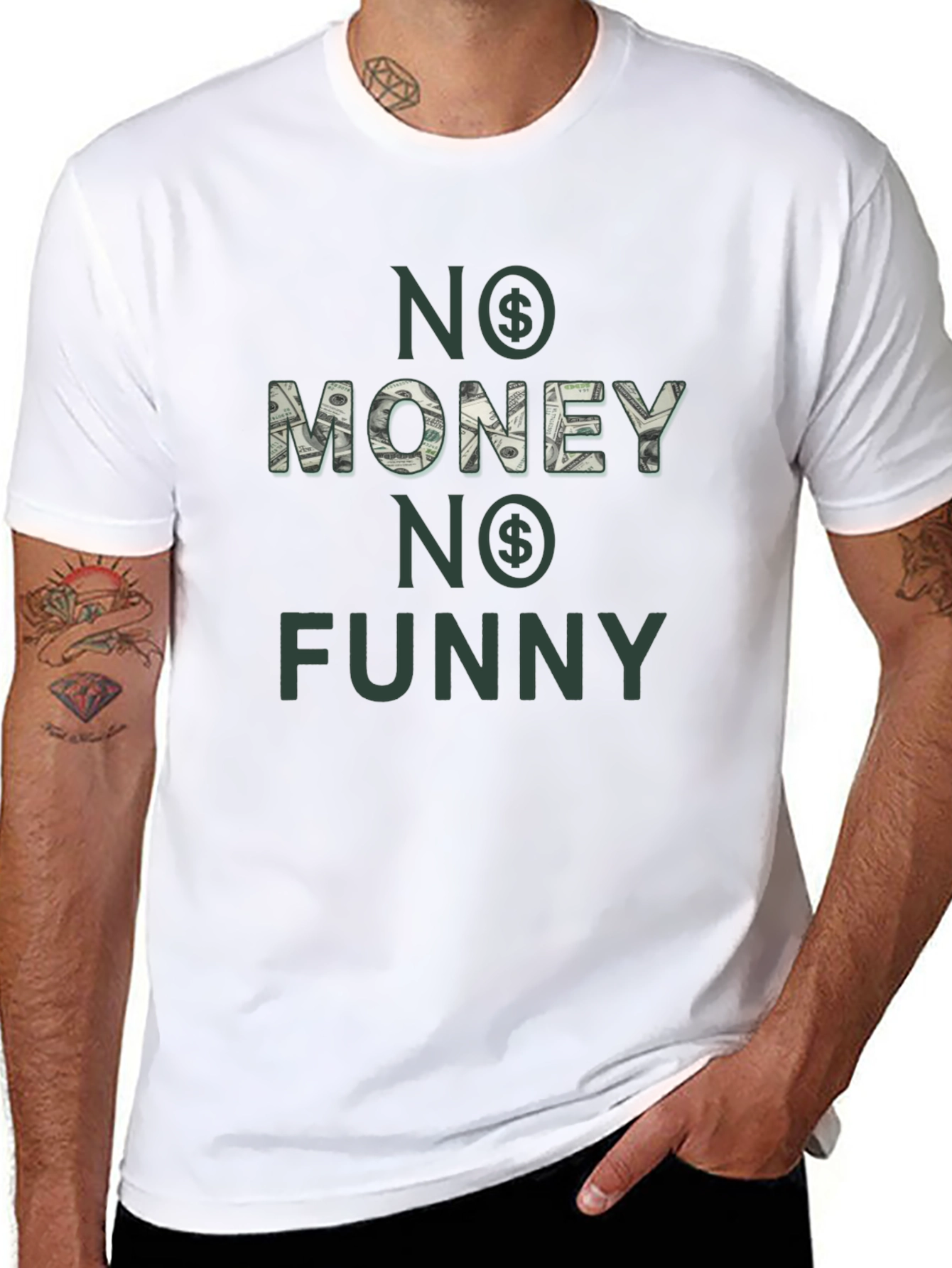 Black No Money No Funny T-Shirt - Black Graphic Tee view 8