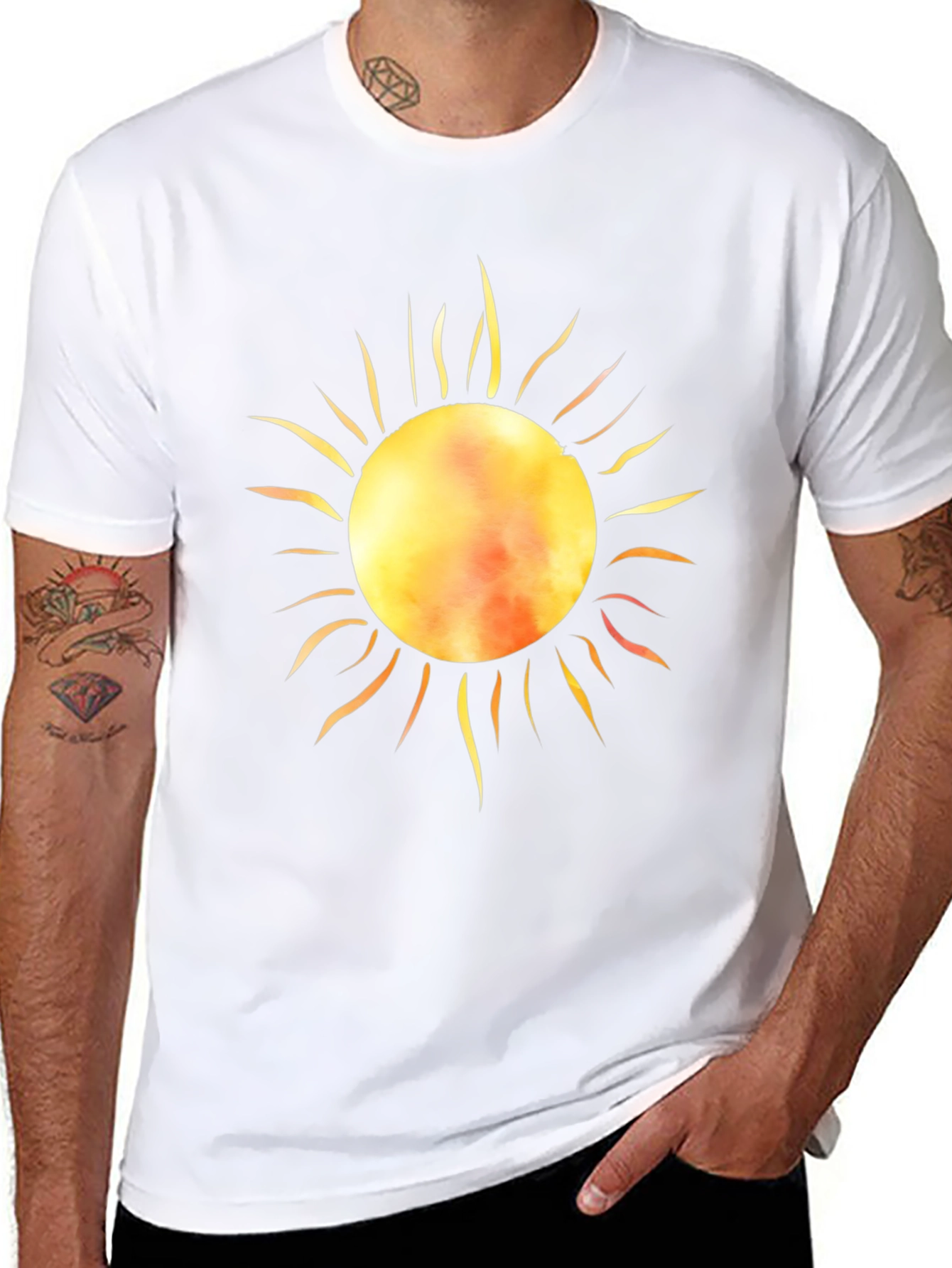 Black Radiant Sun Graphic Tee - Black Cotton T-Shirt view 8