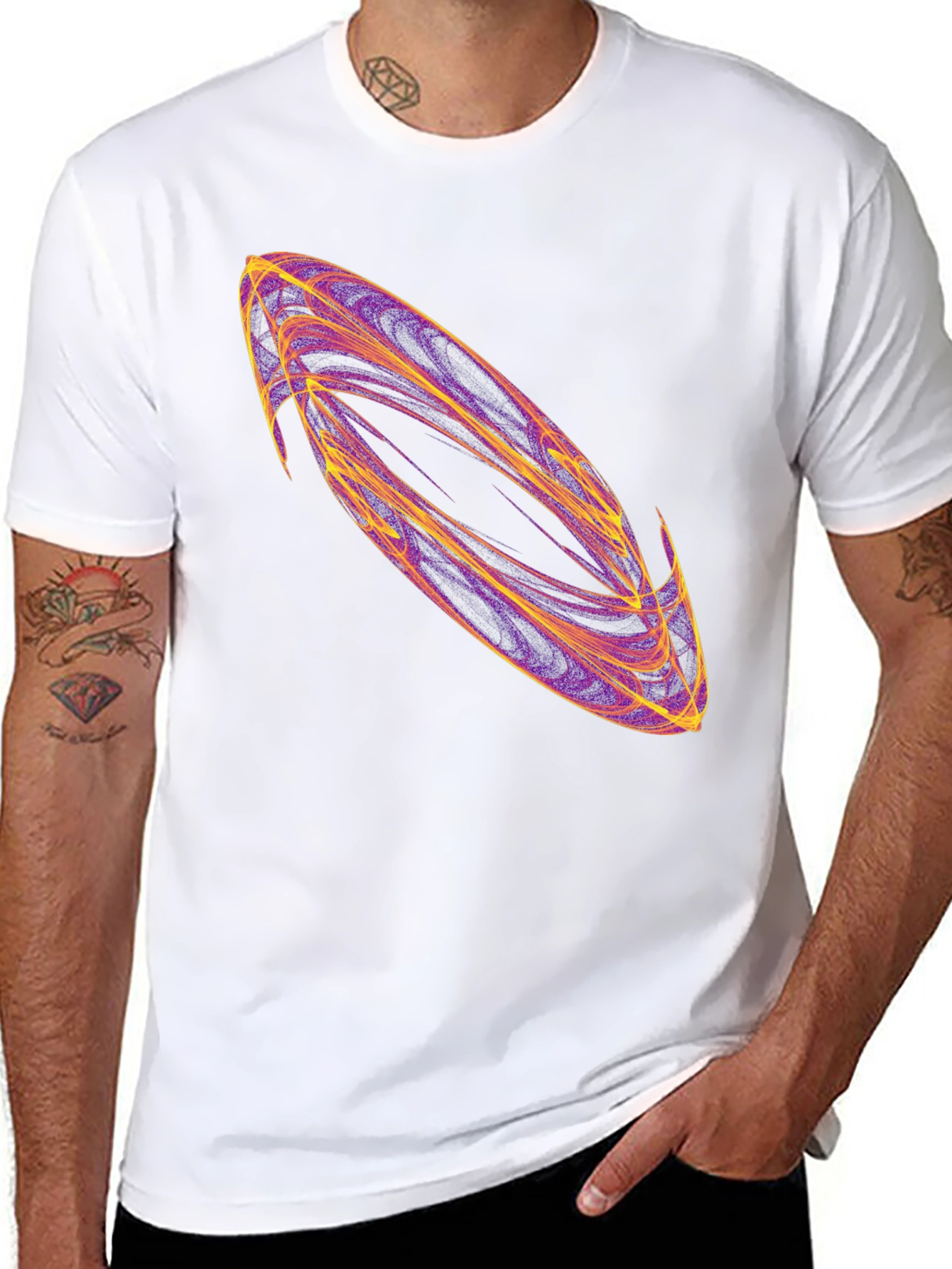 Black Abstract Swirl Graphic Black T-Shirt view 8