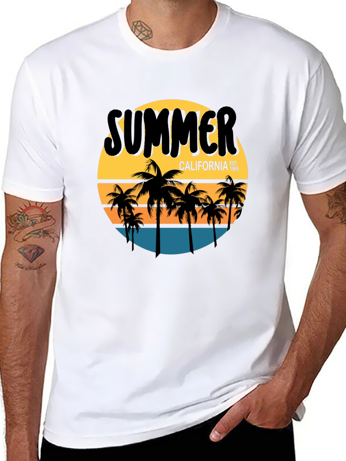 Black Summer California Graphic Tee - Palm Tree T-Shirt view 8
