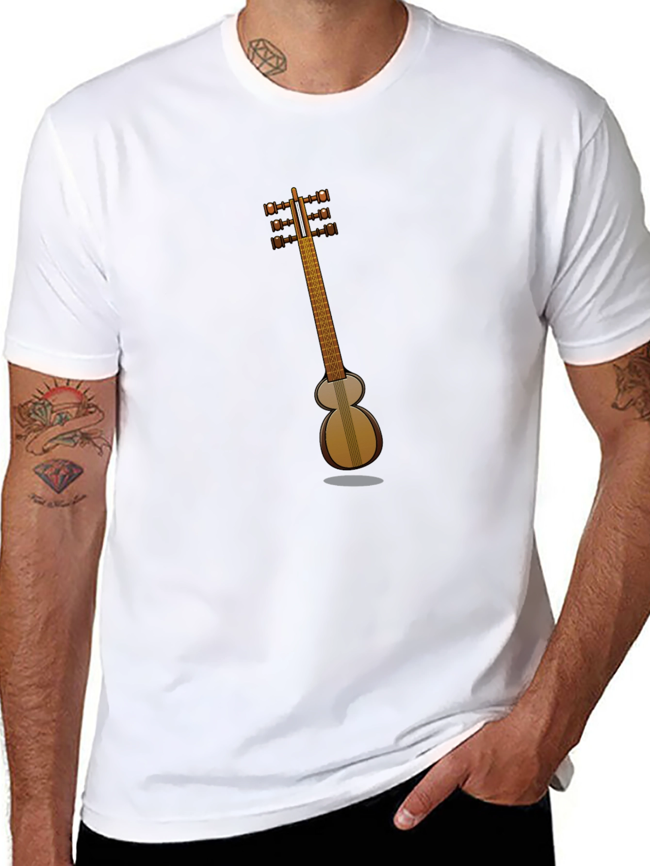 Black Acoustic Guitar T-Shirt - Music Lover Tee view 8