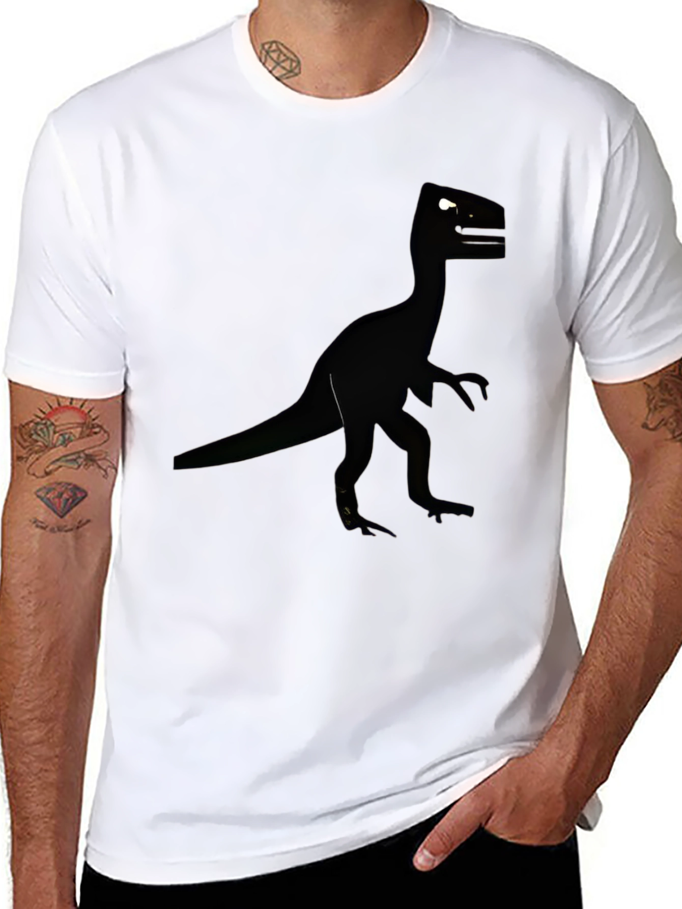 Black Black Dinosaur T-Shirt for Men view 8