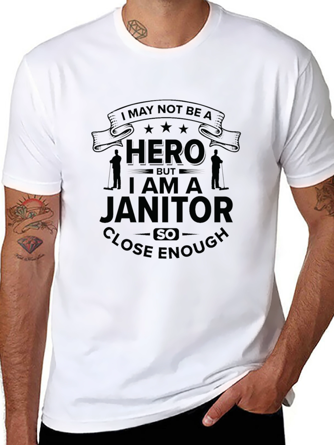 Black Janitor Hero T-Shirt - Cleaning Crew Appreciation Tee view 8