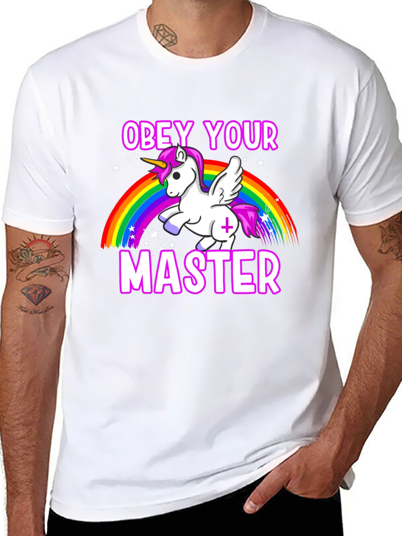 Black Obey Your Master Unicorn Graphic T-Shirt view 8