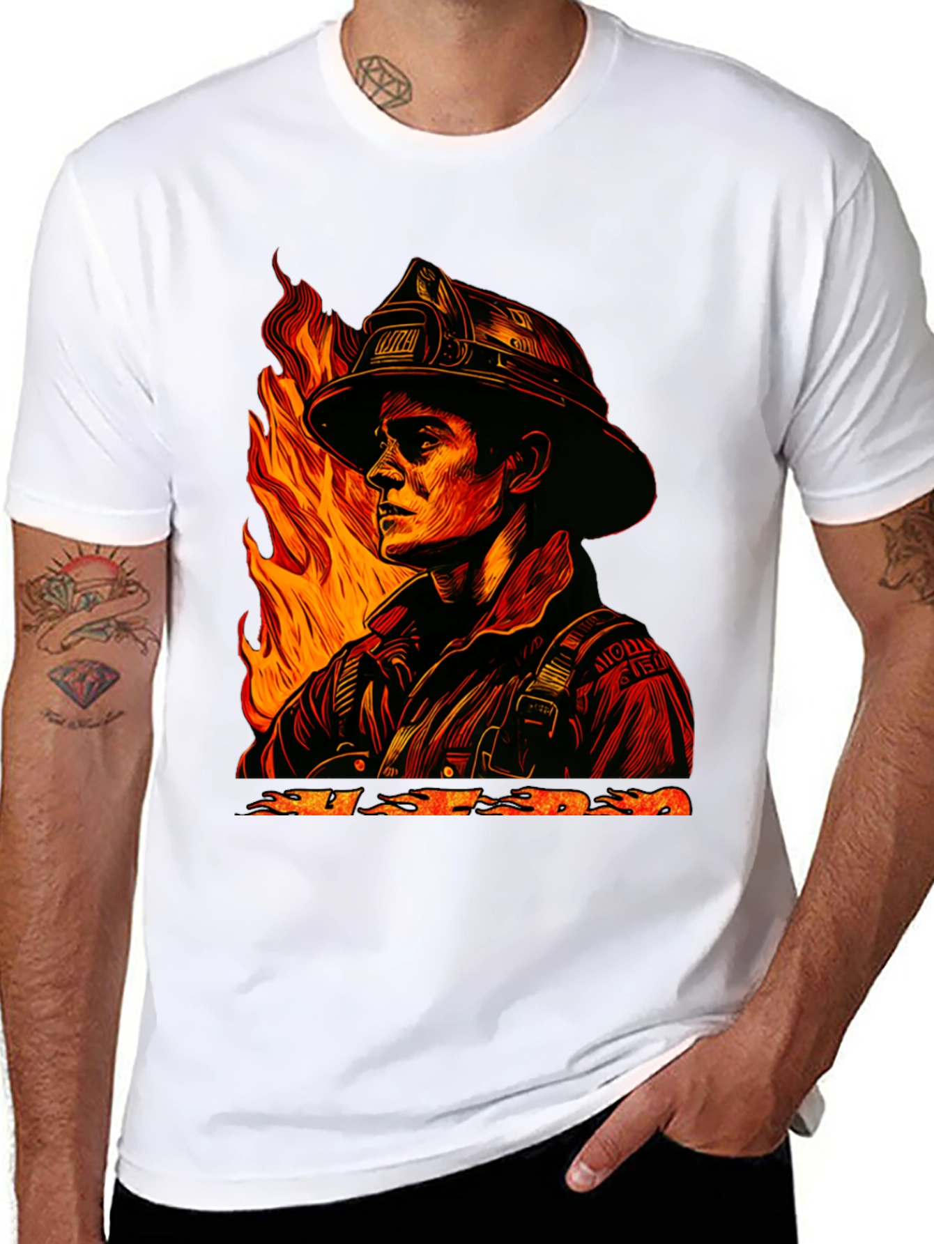 Black Firefighter Graphic Tee - Courage Under Fire view 8