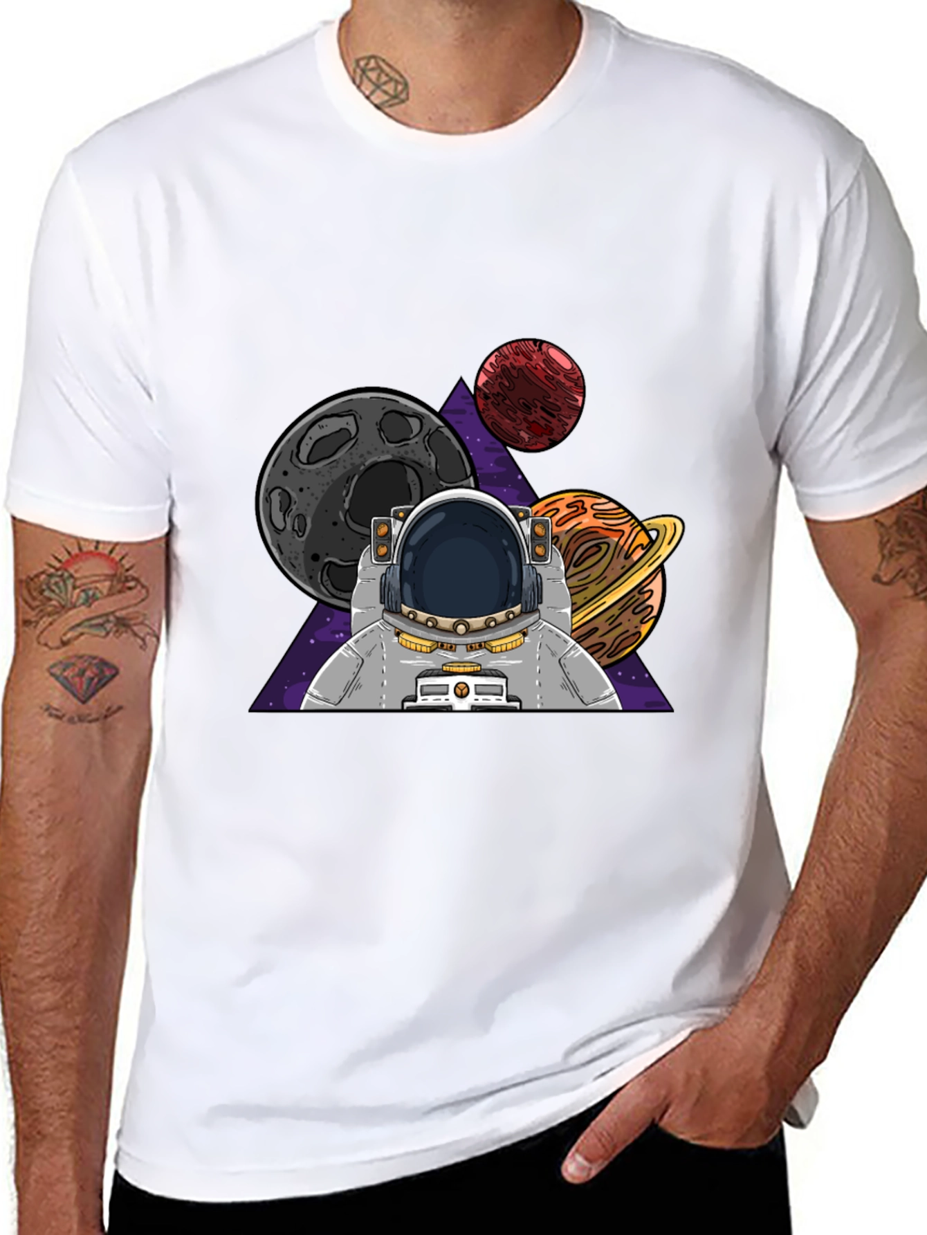 Black Astronaut & Planets Graphic T-Shirt view 8