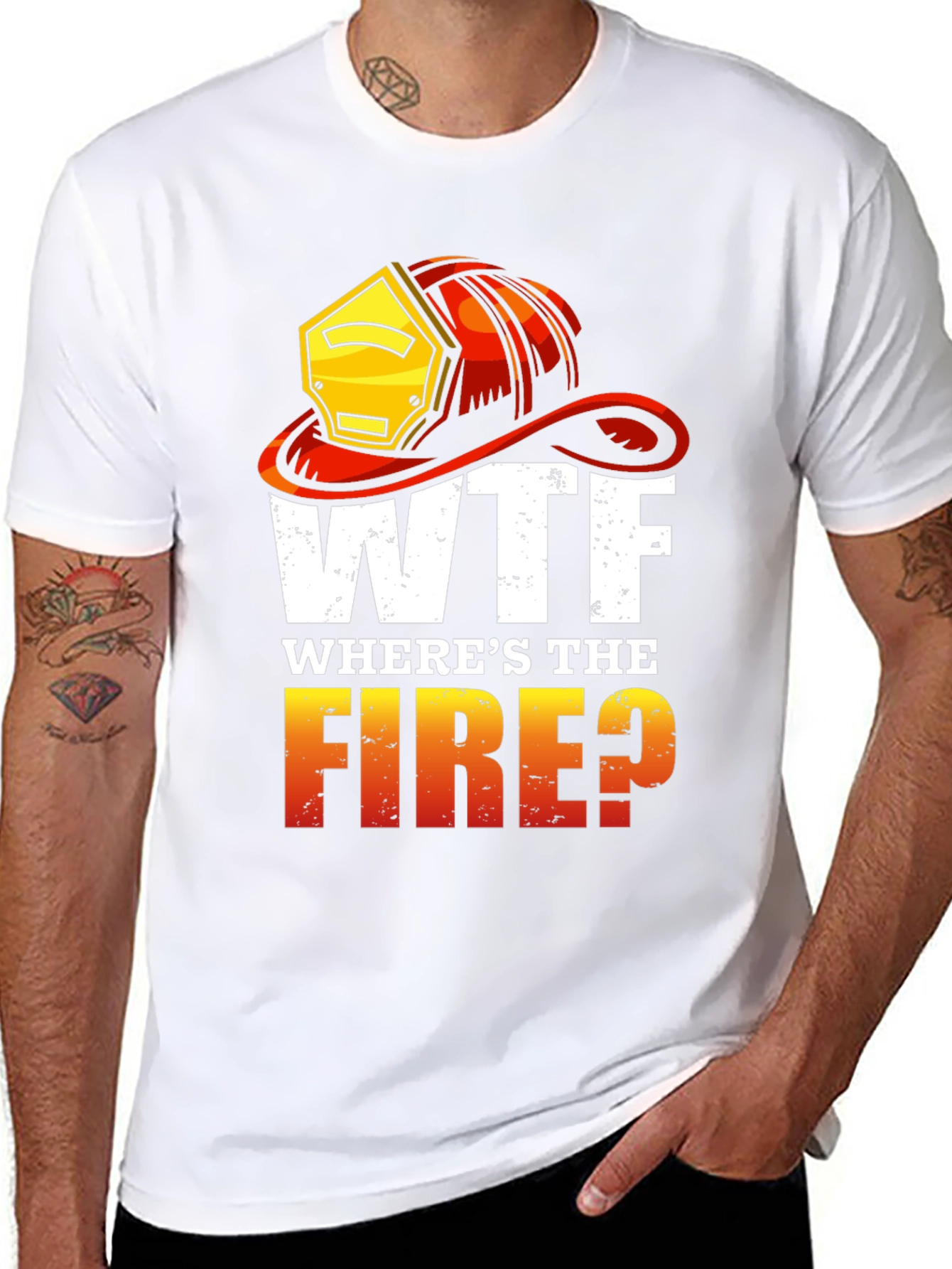 Black WTF Where's the Fire? Graphic Tee view 8