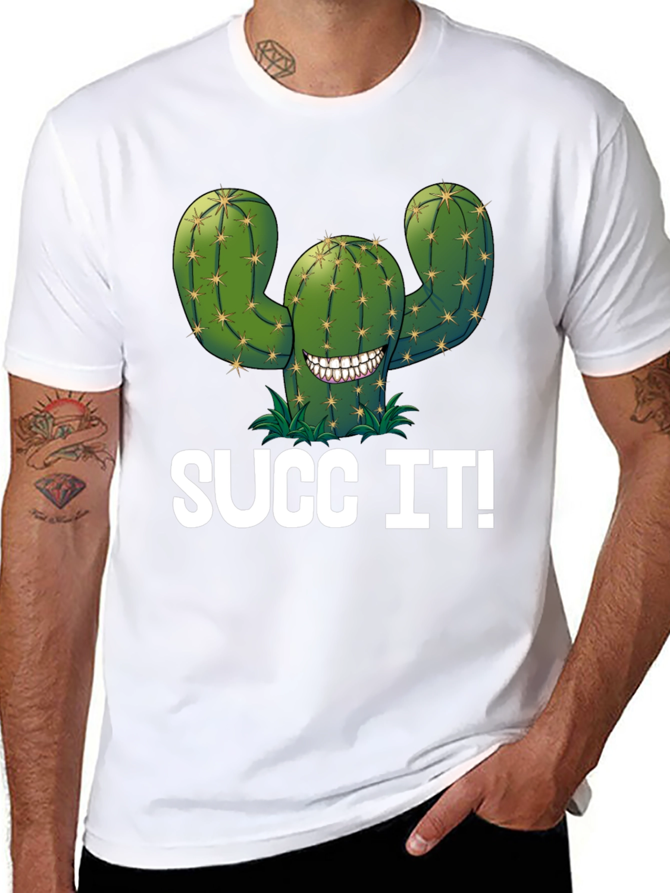 Black Succ It! Cactus Graphic T-Shirt - Novelty Tee view 8