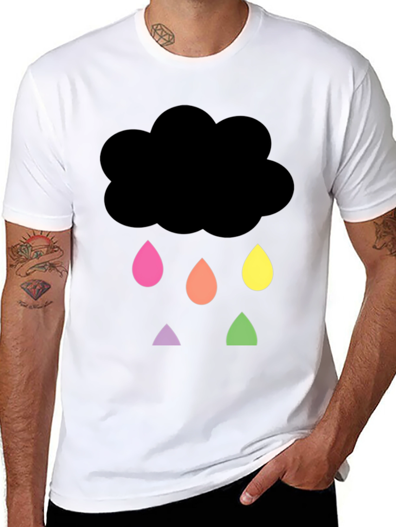 Black Rainy Cloud Graphic Tee - Unisex Black T-Shirt view 8
