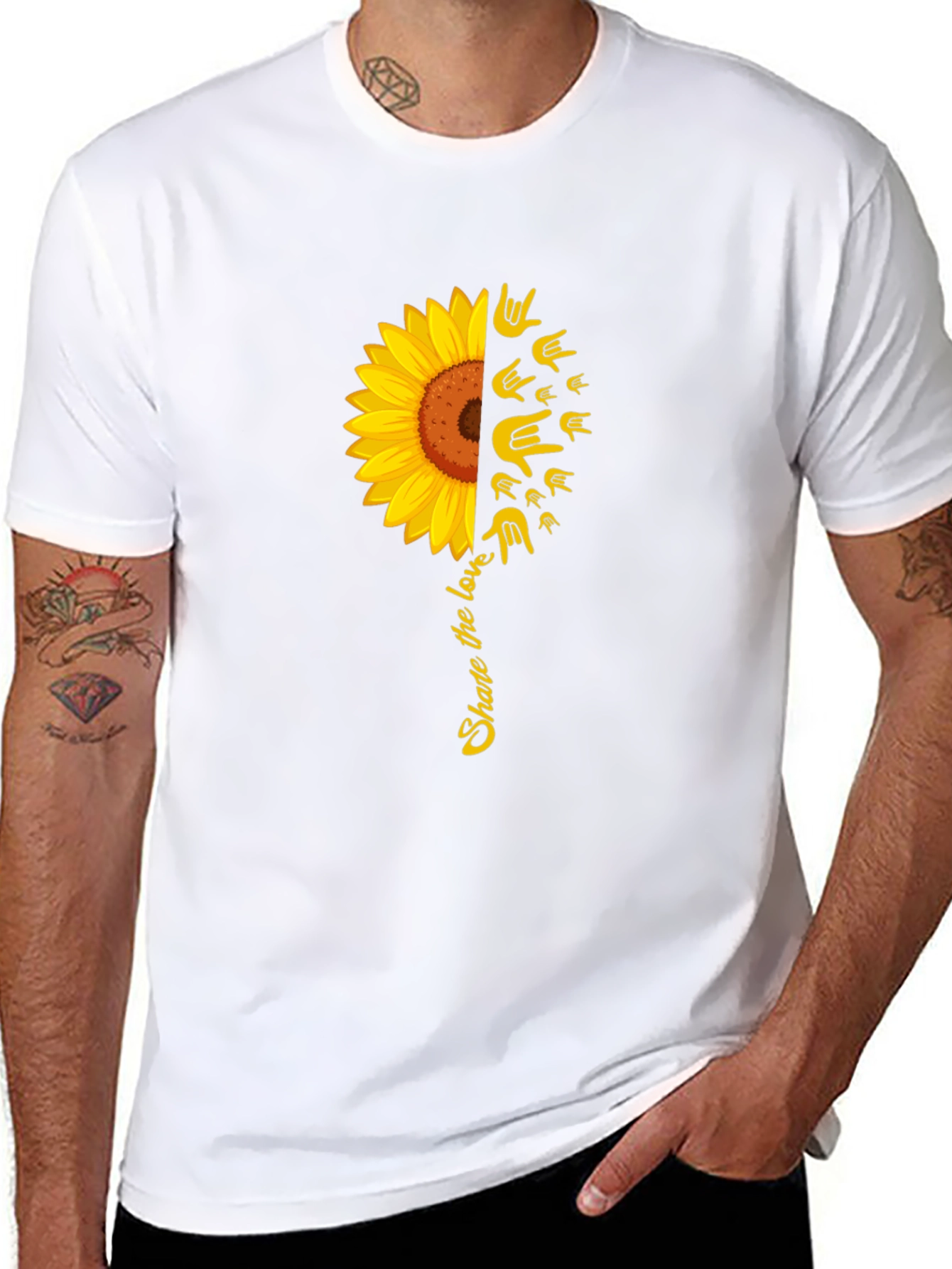 Black Share the Love Sunflower Graphic Tee view 8