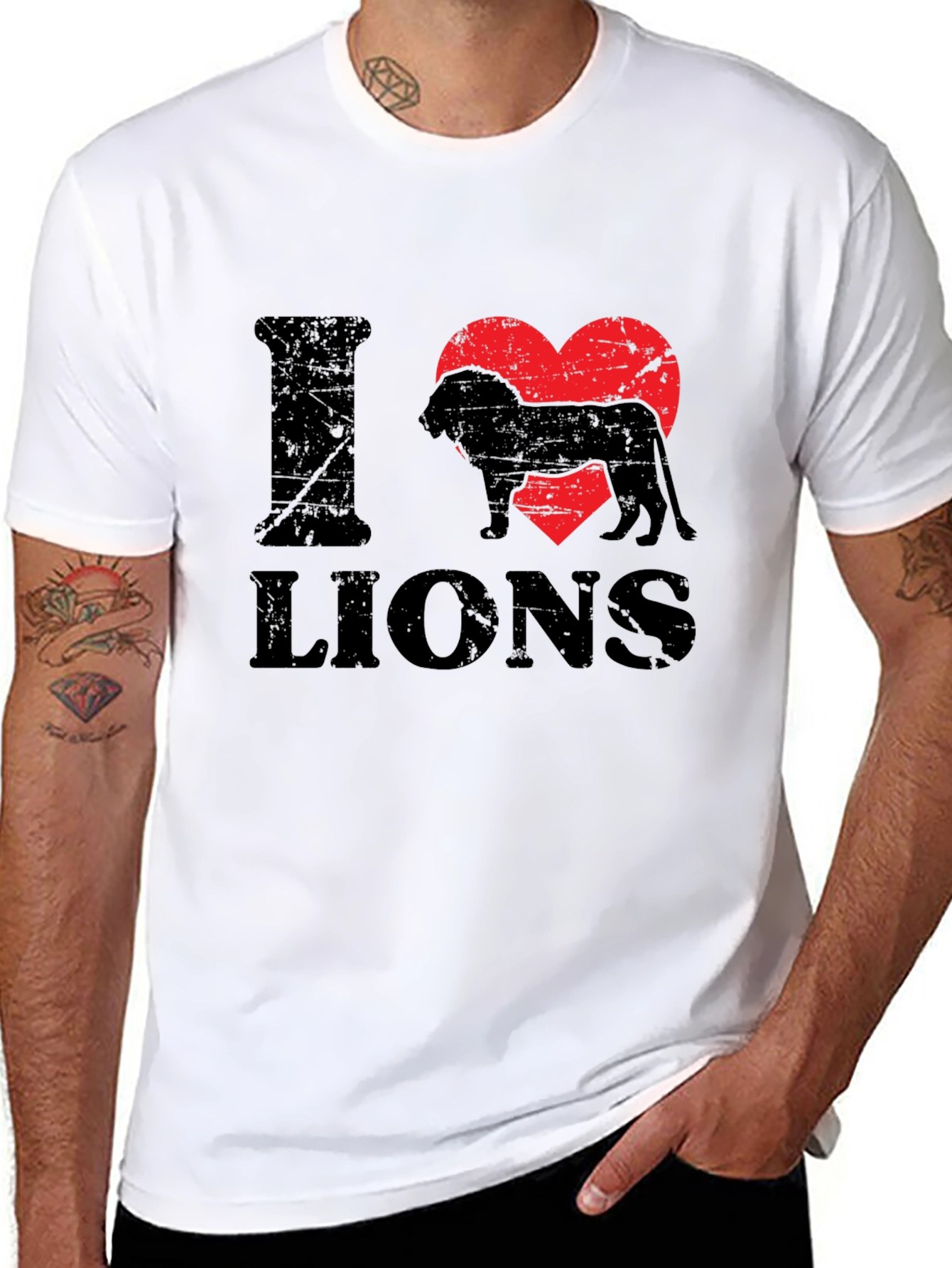 Black I Heart Lions Black T-Shirt - Animal Lover Tee view 8