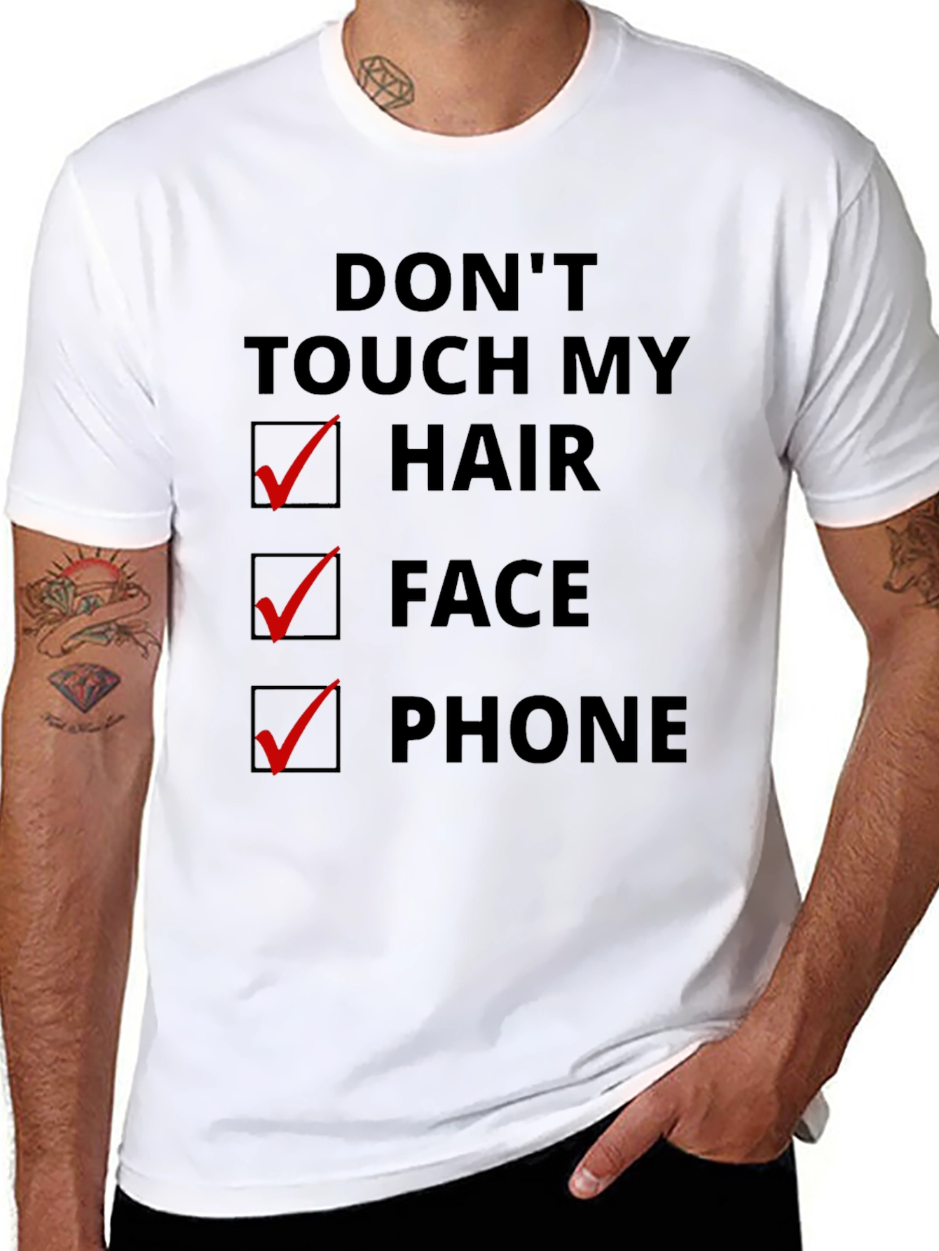 Black Don't Touch My Hair Face Phone Graphic T-Shirt view 8
