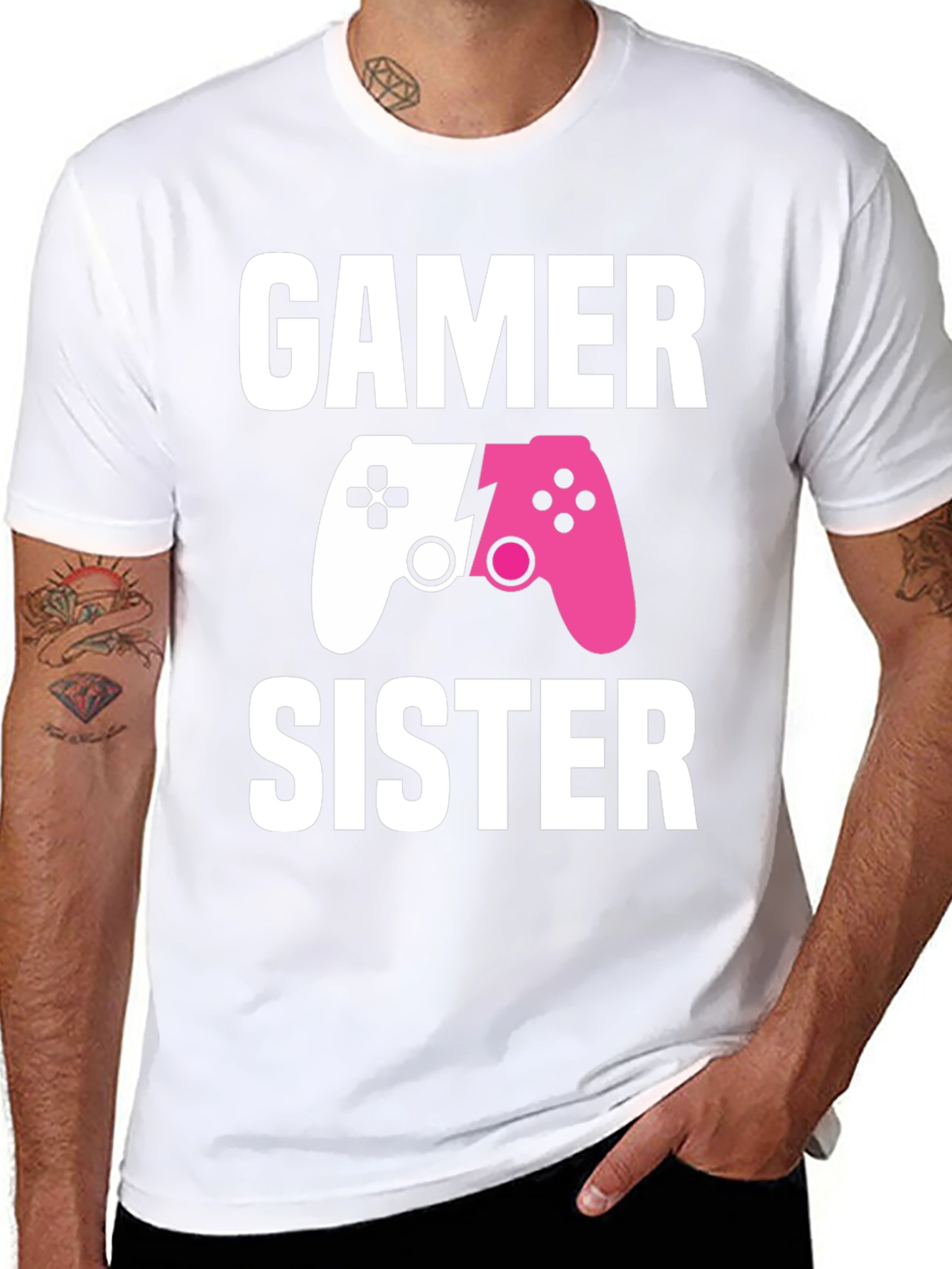 Black Gamer Sister T-Shirt | Matching Game Controller Tee view 8