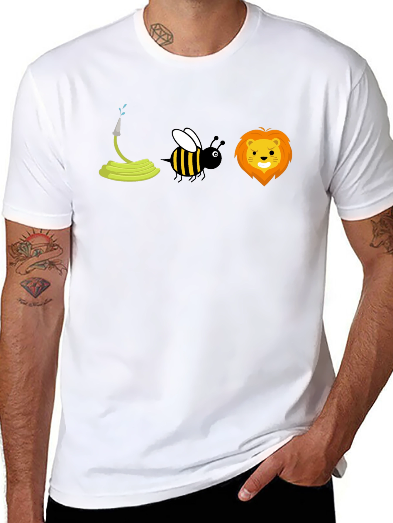 Black Hose-Bee-Lion Pun Graphic T-Shirt view 8