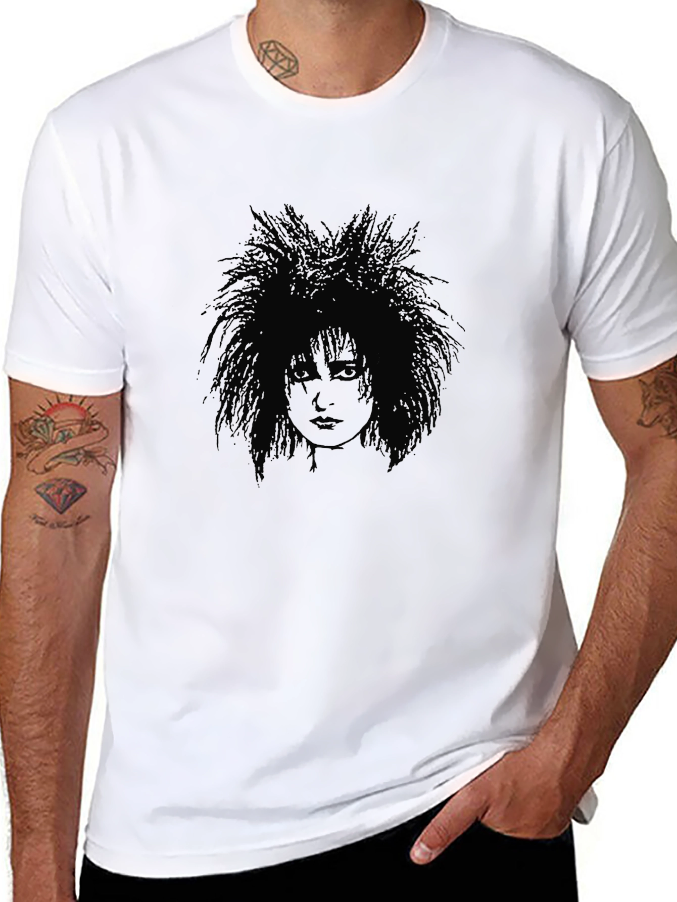Black Gothic Portrait Black T-Shirt view 8