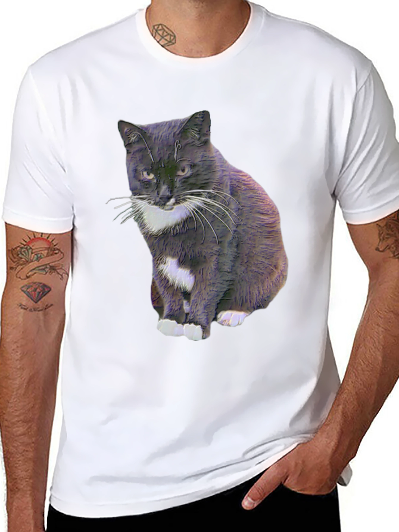 Black Cool Cat Graphic Tee - Black view 8