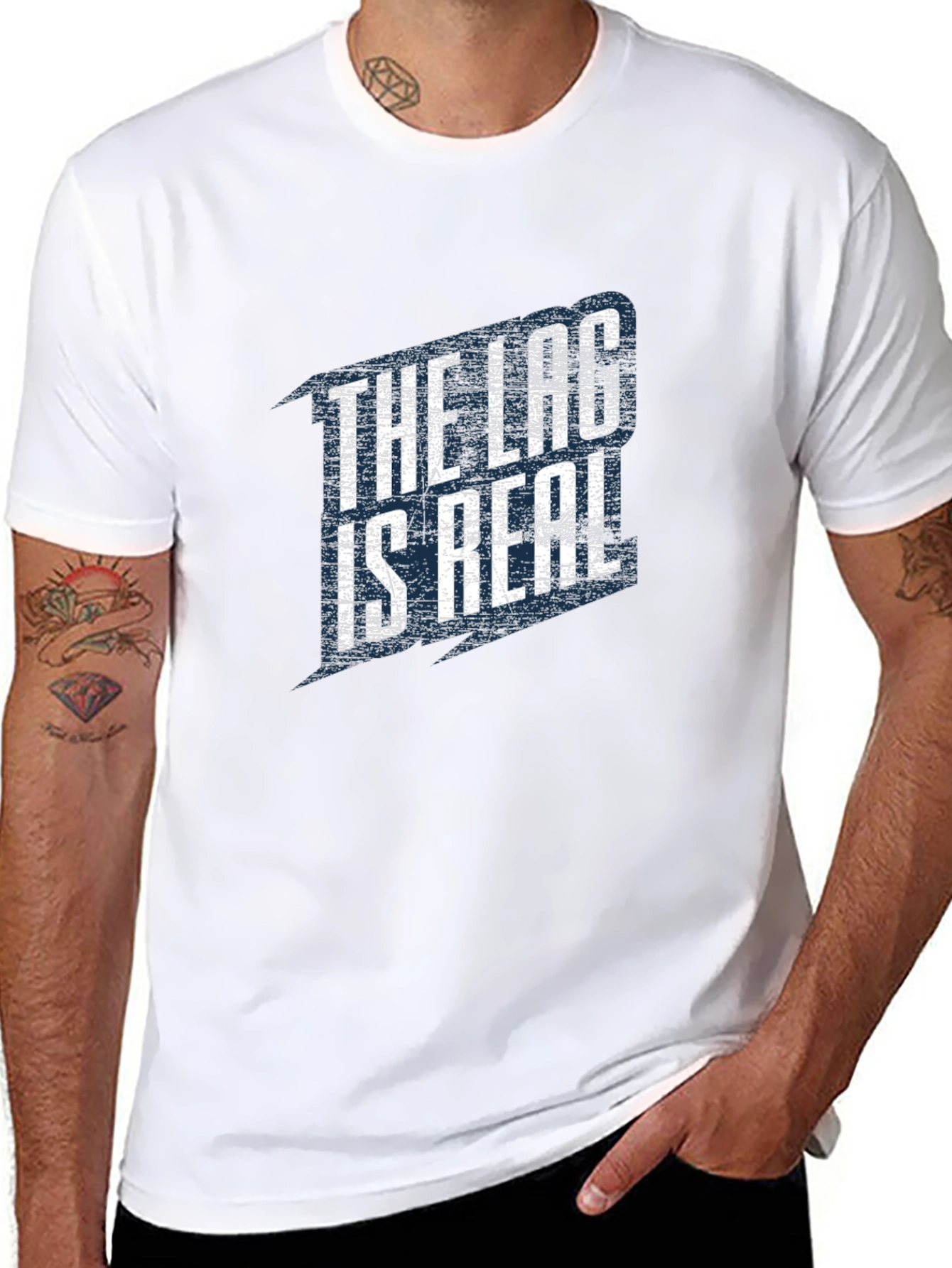 Black The Lag Is Real Graphic T-Shirt view 8