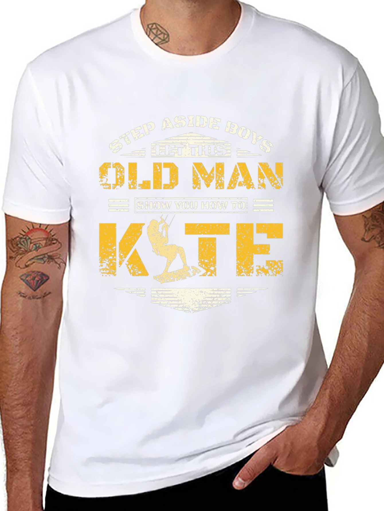 Black Old Man Kite T-Shirt: Step Aside Boys Tee view 8
