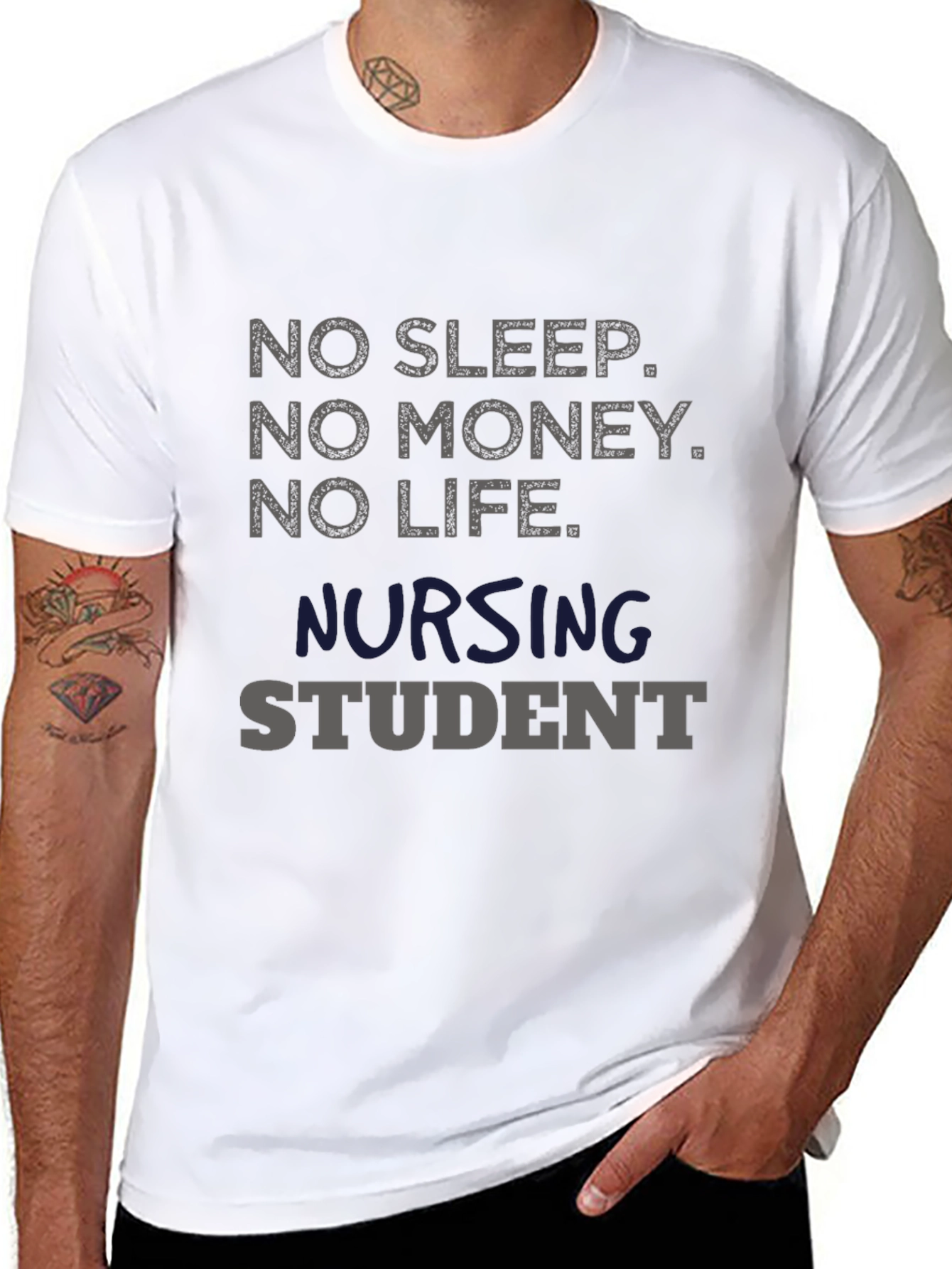 Black No Sleep Nursing Student T-Shirt - Black view 8
