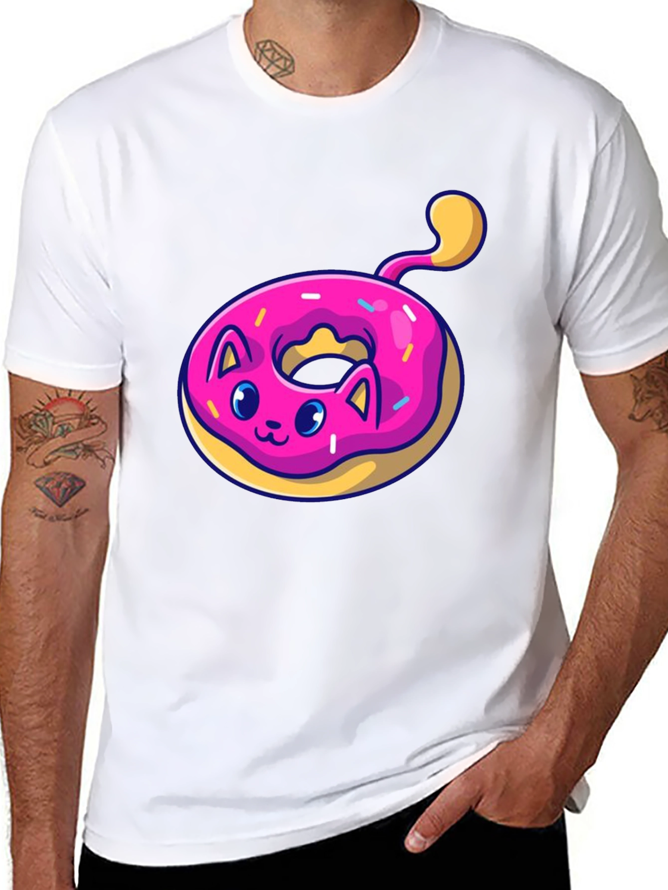Black Cat Donut T-Shirt: Cute & Playful Black Tee view 8