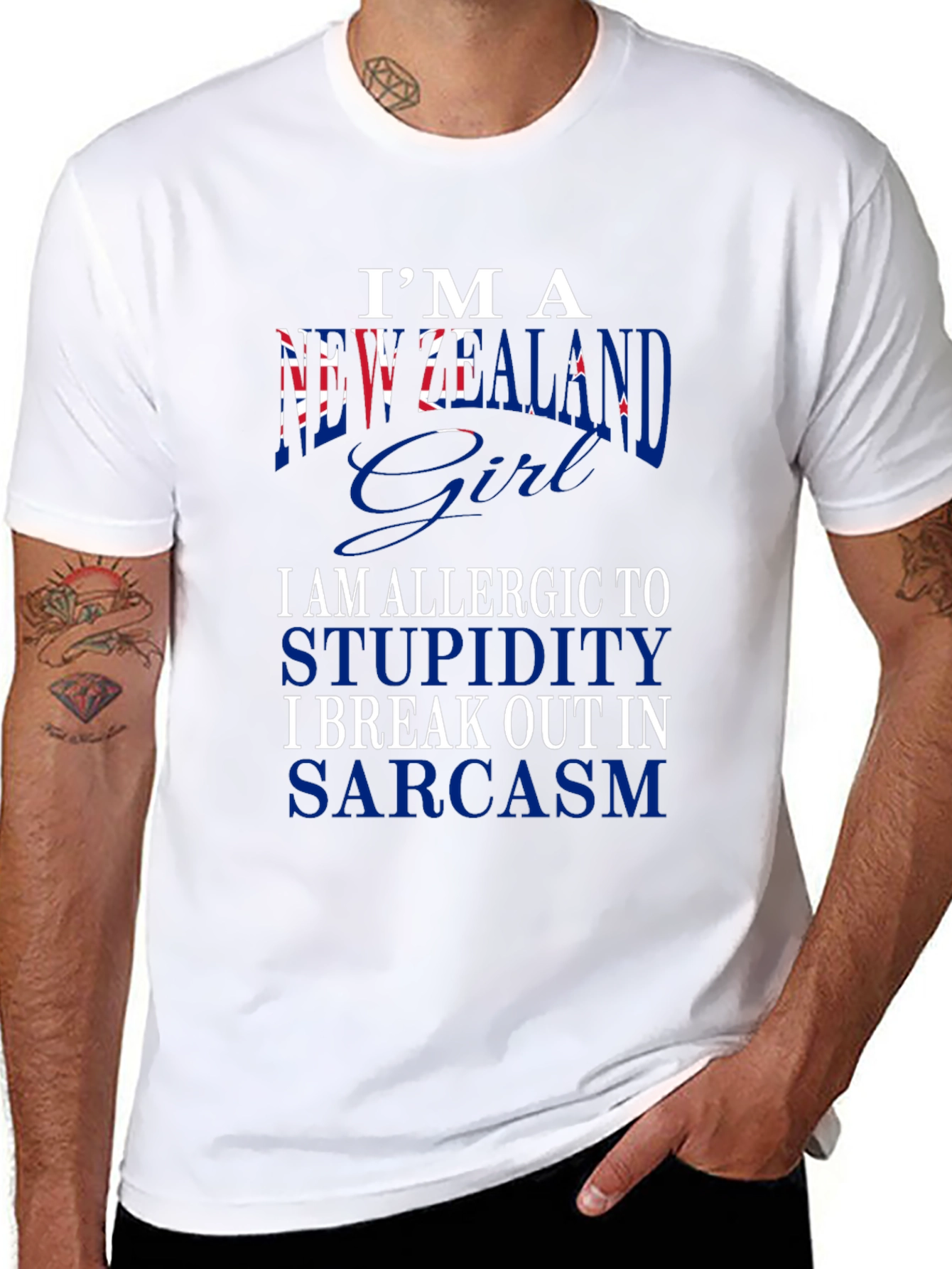 Black New Zealand Girl Sarcastic Graphic T-Shirt view 8