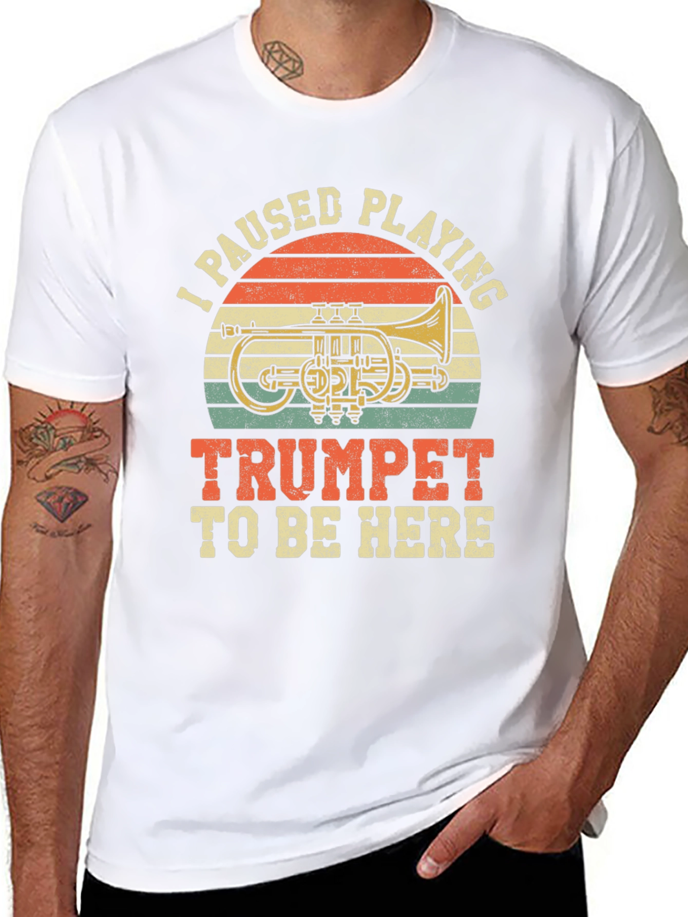 Black I Paused Playing Trumpet T-Shirt view 8