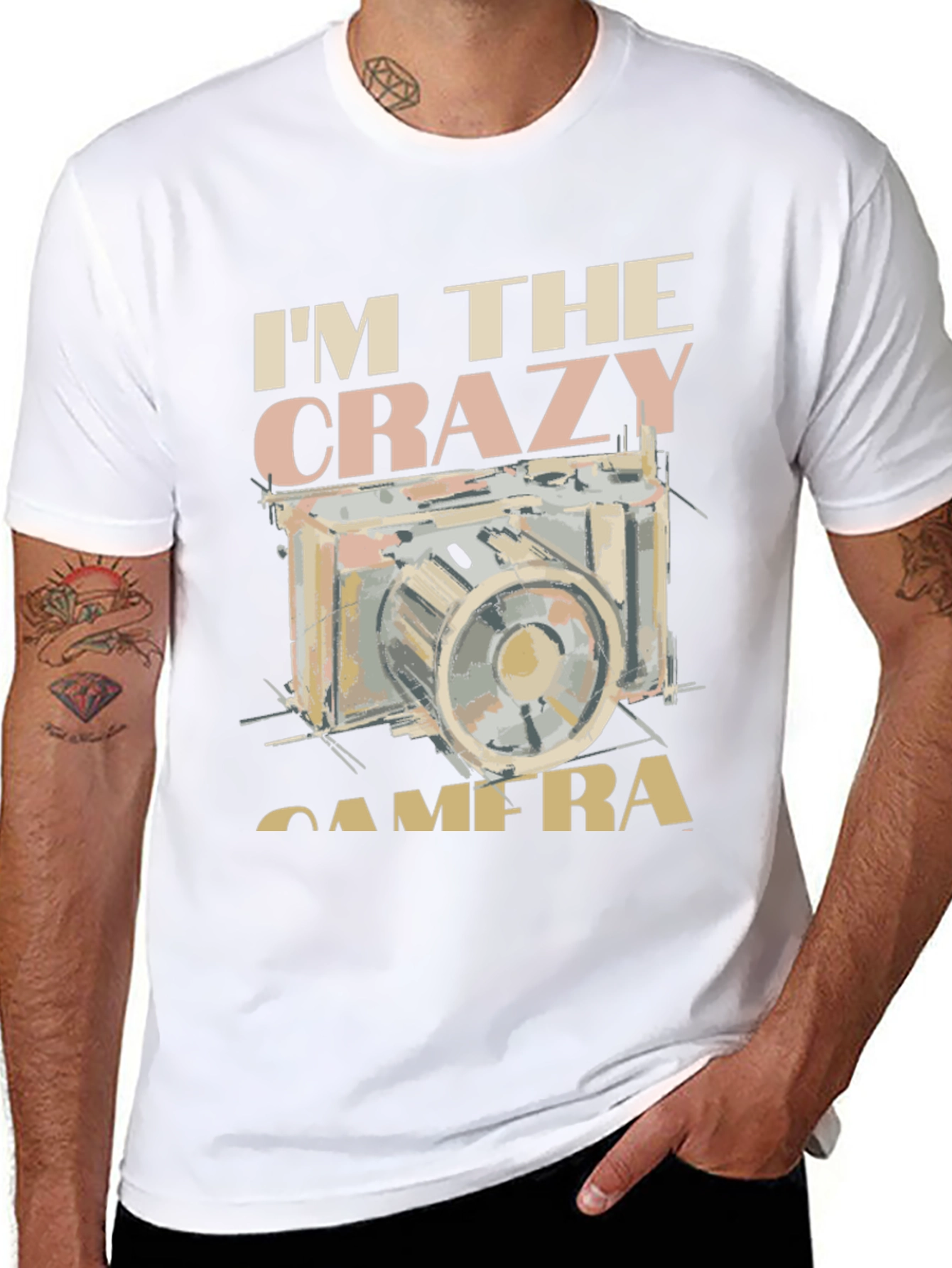 Black Crazy Camera Graphic Tee - Black Short Sleeve T-Shirt view 8