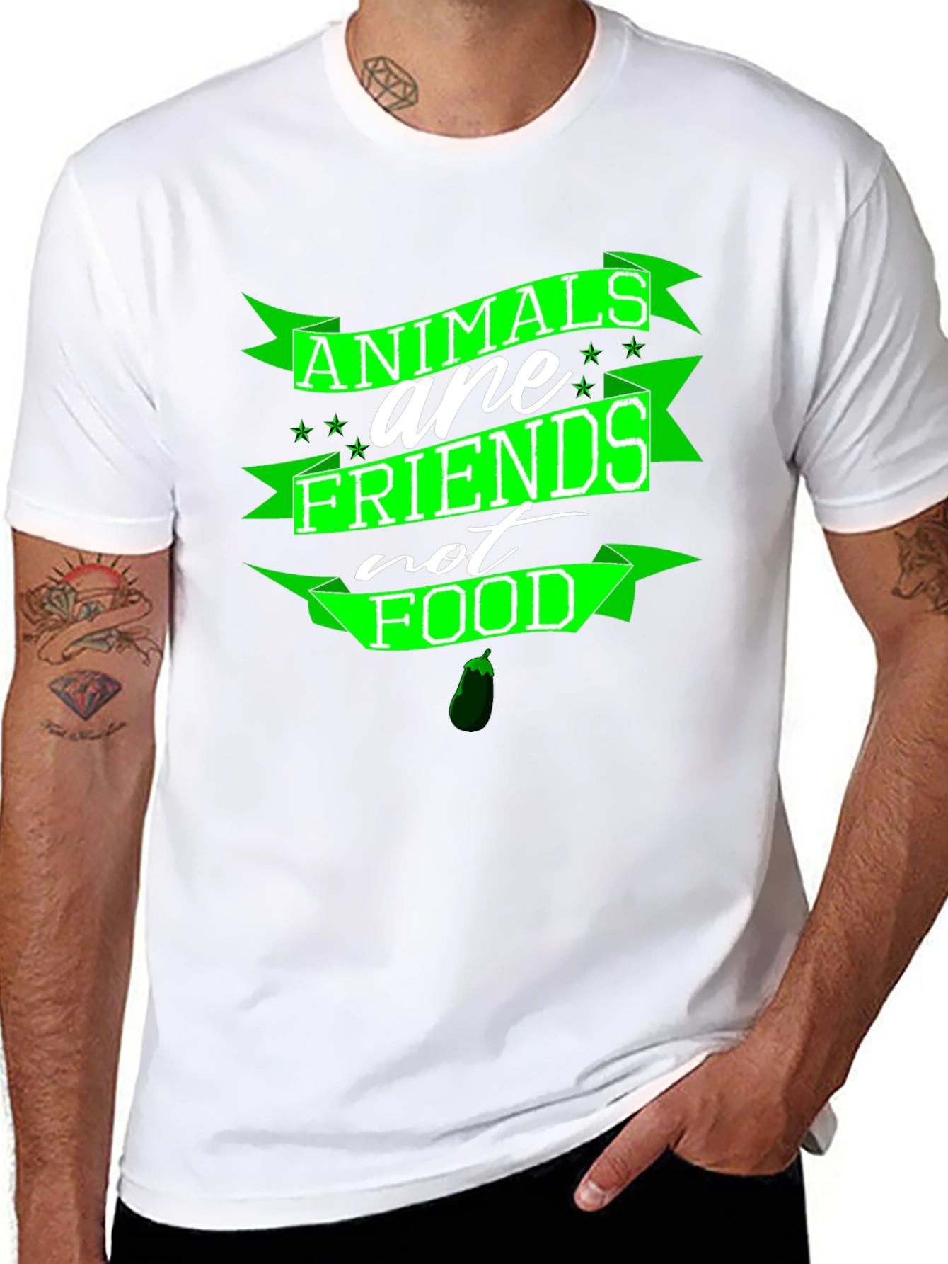 Black Animals are Friends T-Shirt - Vegan Friendly view 8