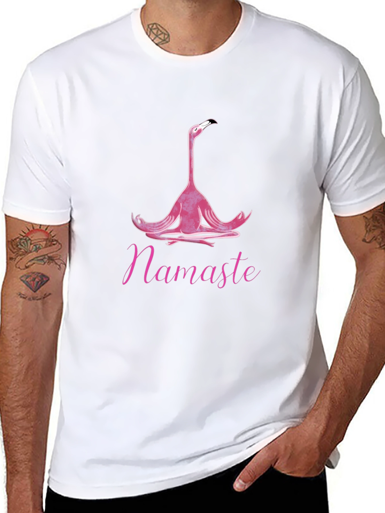 Meditating Flamingo T-Shirt - Namaste Yoga Tee - 8