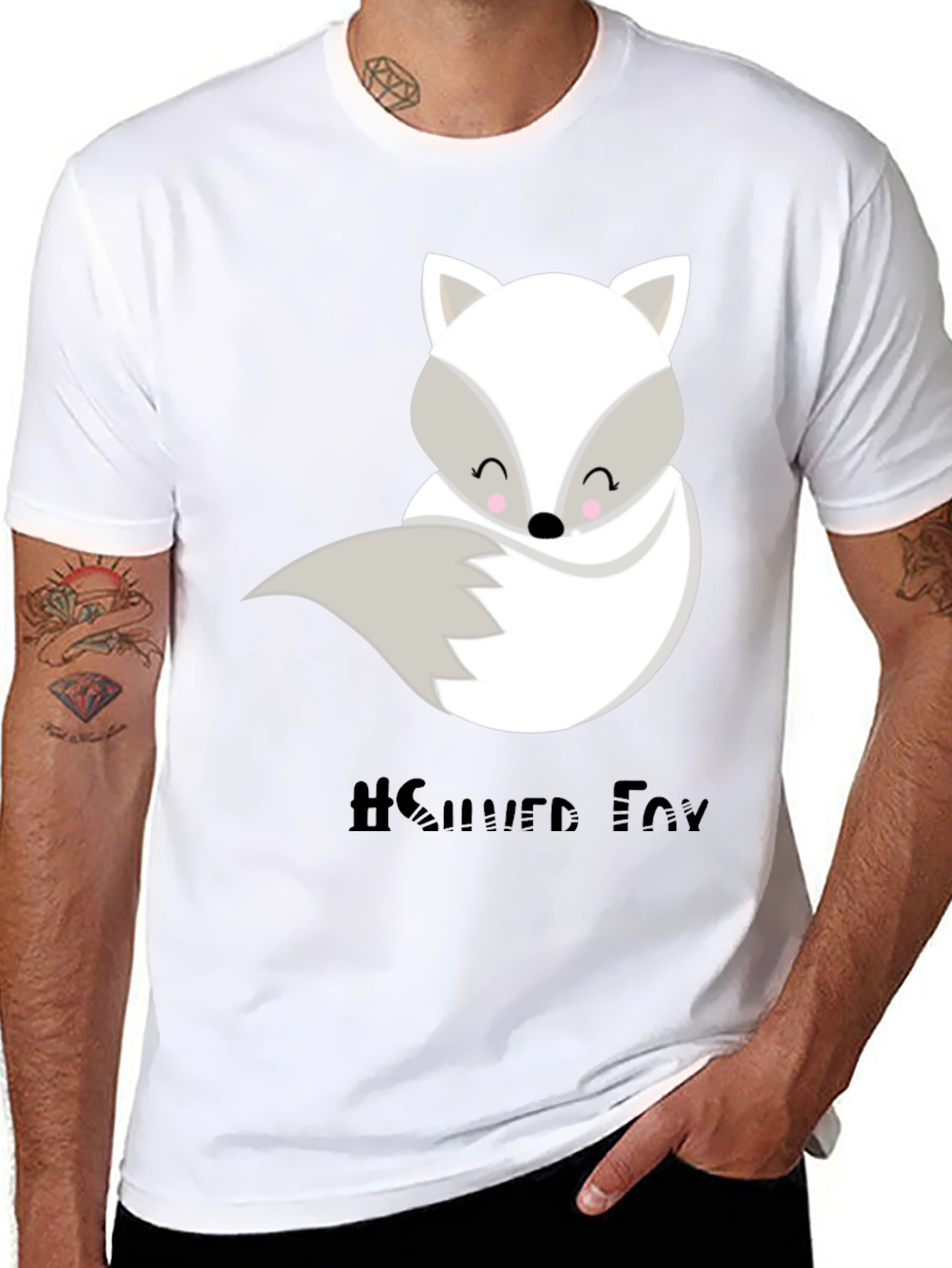 Black Cute Silver Fox Graphic Tee - Unisex Style view 8