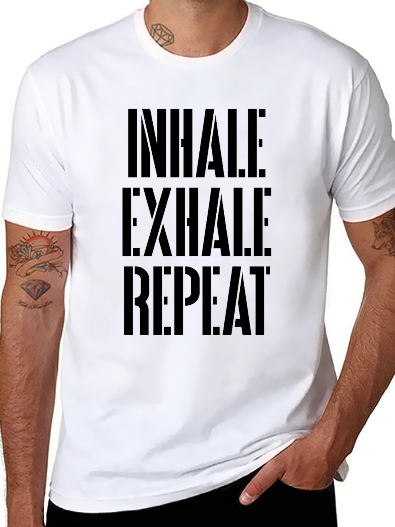 Black Inhale Exhale Repeat Black Graphic Tee view 8