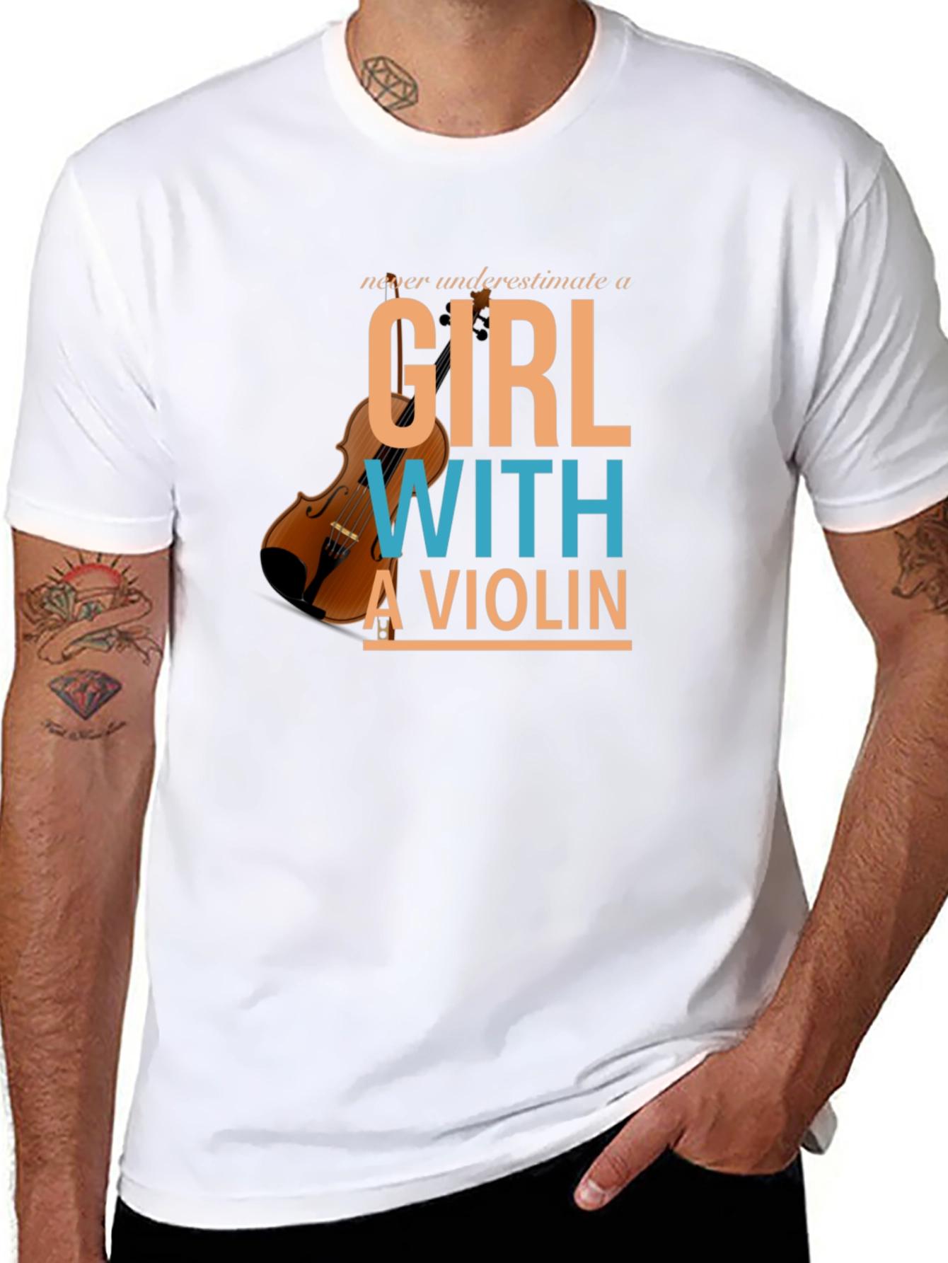 Black Violin Girl T-Shirt - Musician Gift view 8