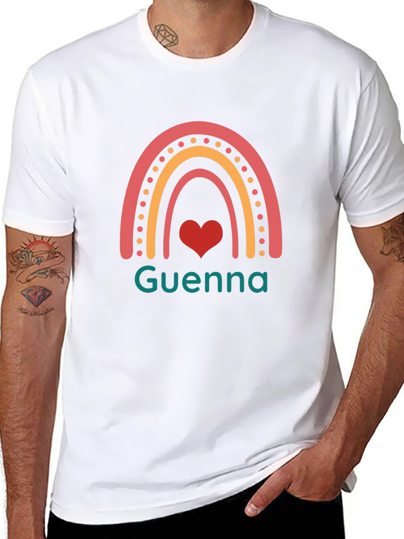 Black Guenna Rainbow Heart T-Shirt - Black view 8