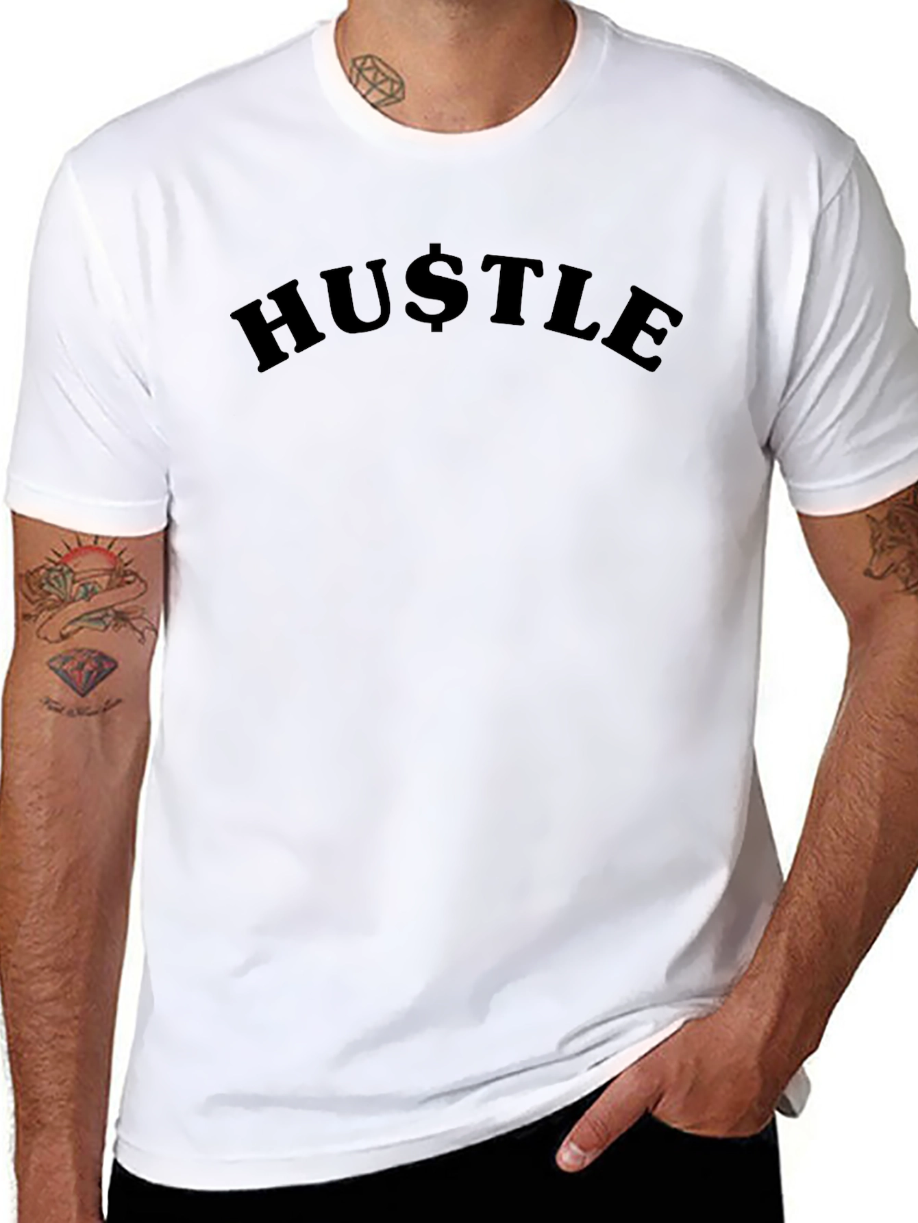 Black Hustle Graphic Tee - Men's Black T-Shirt view 8