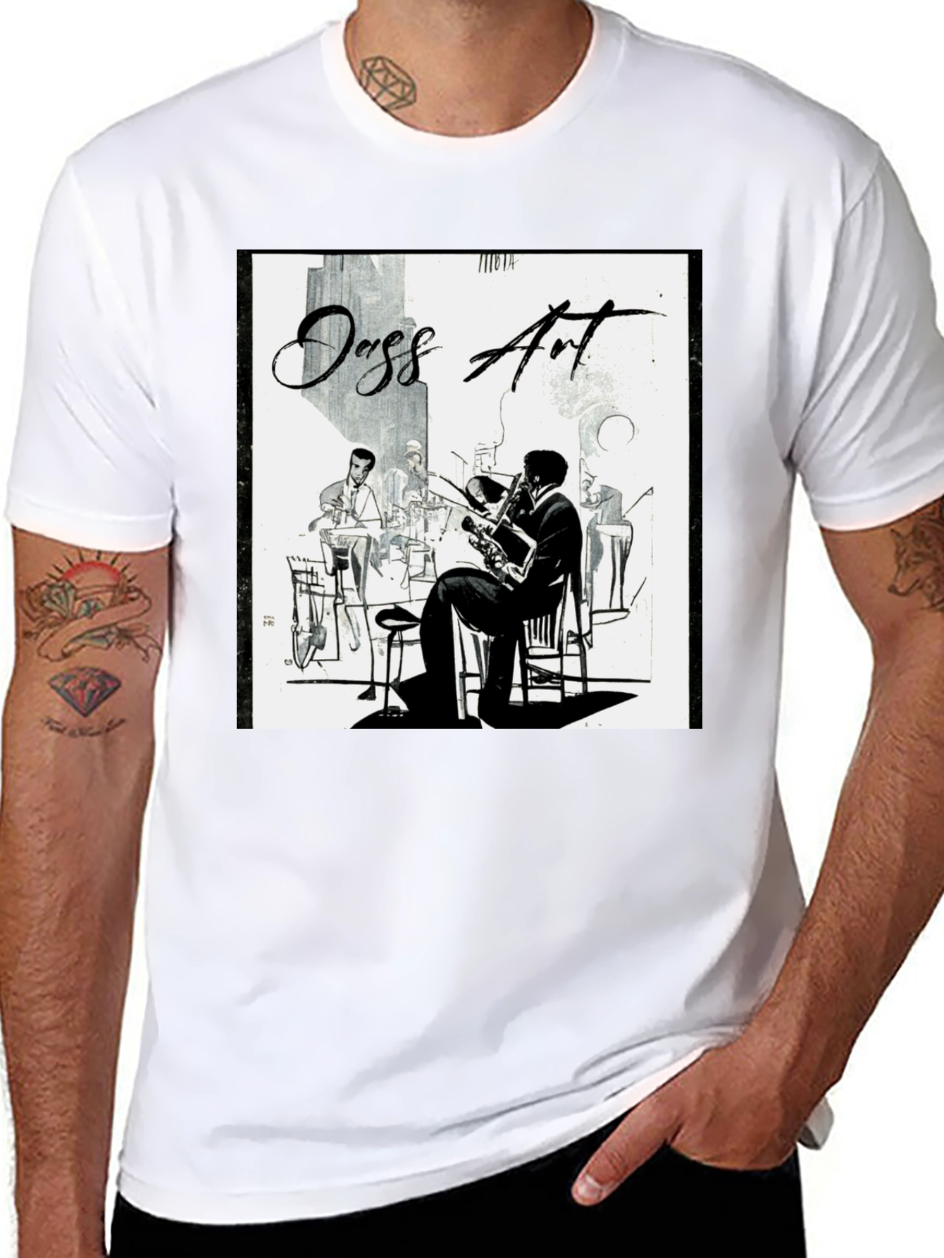 Black Jazz Art Graphic T-Shirt view 8
