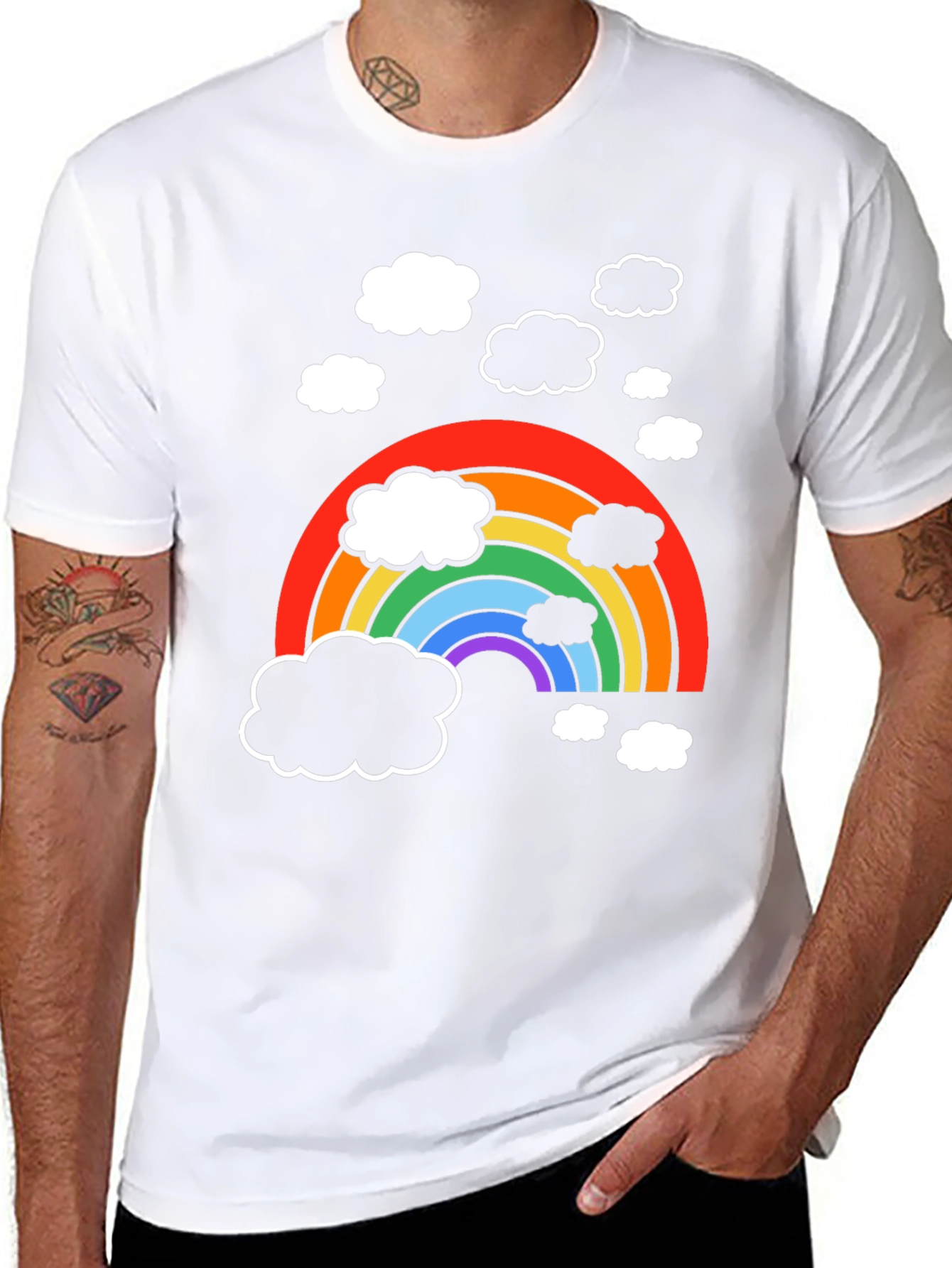 Black Rainbow Cloud Graphic T-Shirt - Soft Cotton Blend view 8