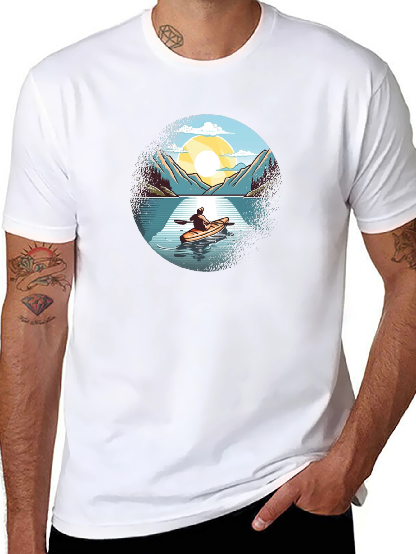 Black Kayaking Adventure Graphic Tee view 8