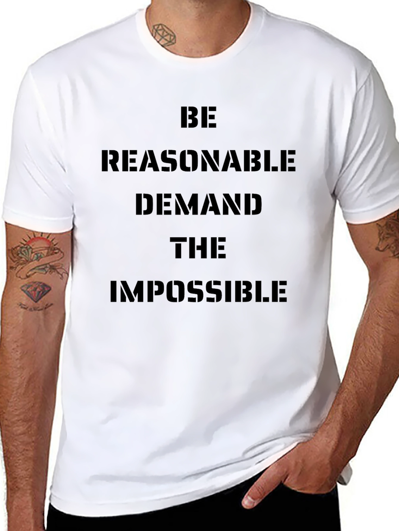 Black Be Reasonable Demand the Impossible Graphic Tee view 8
